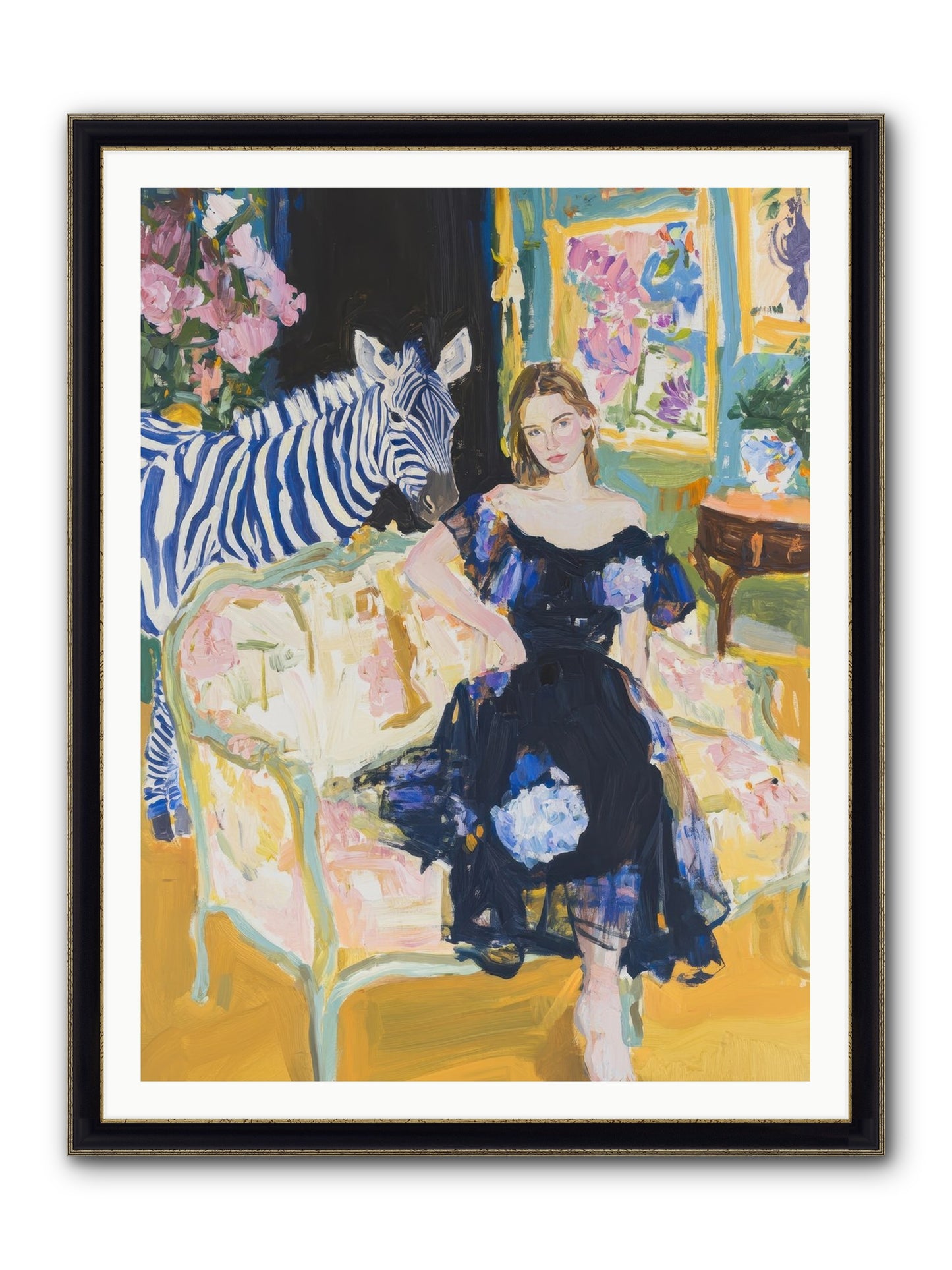 Evening Stripes Framed Print - Black & Gold 36x48