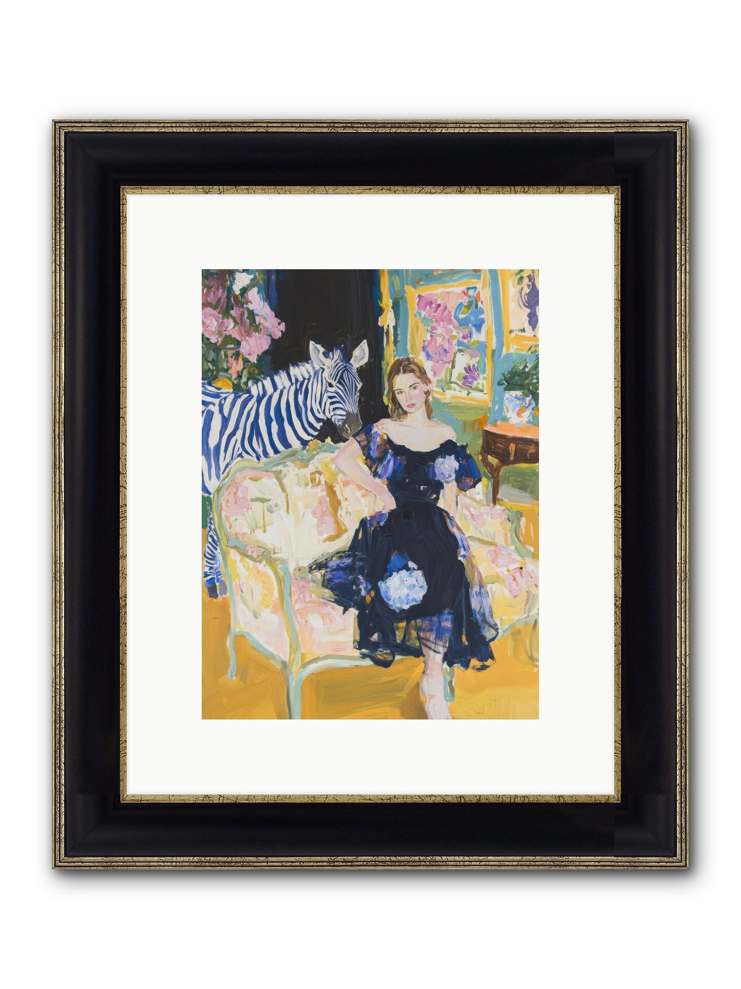 Evening Stripes Framed Print - Black & Gold 9x12