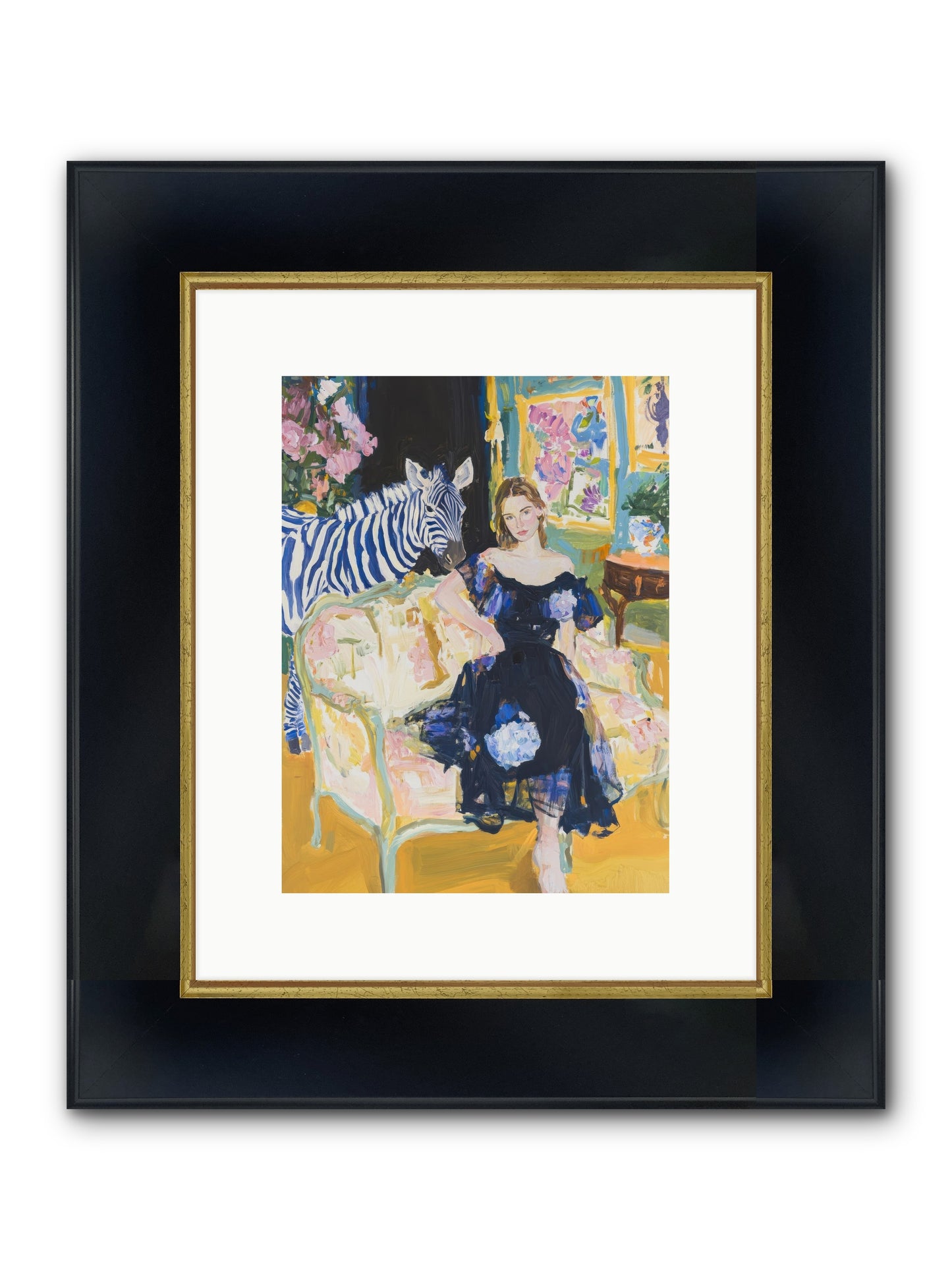 Evening Stripes Framed Print - Wide Black w/Gold 9x12