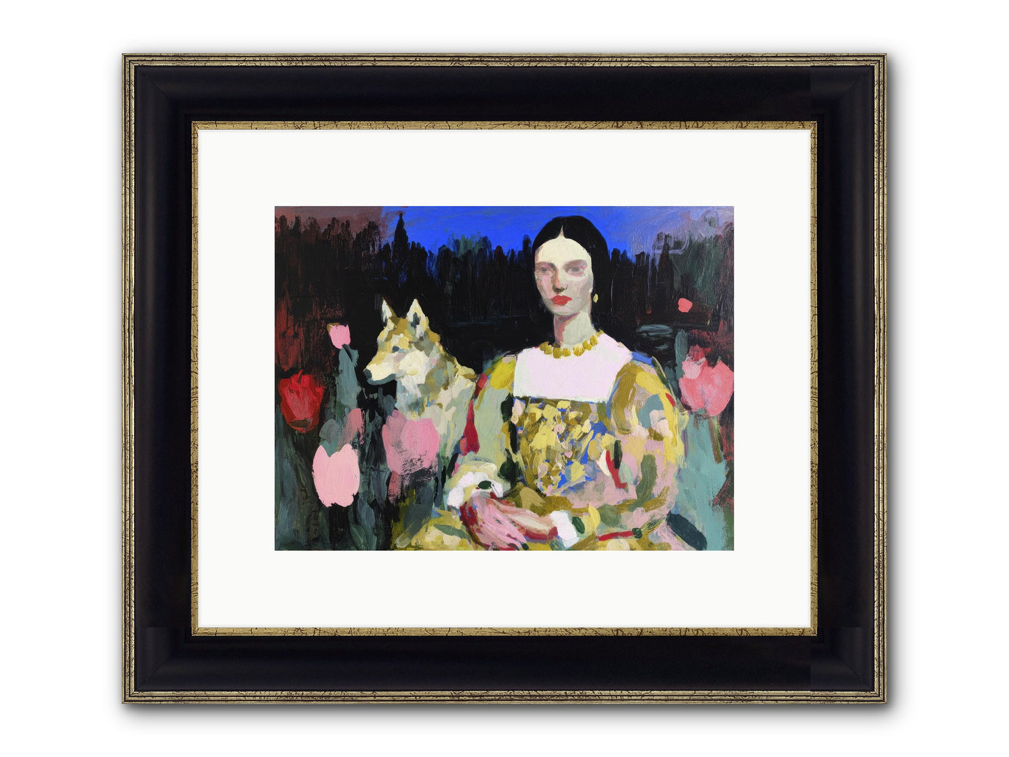 Evening Watching Framed Print - Black & Gold 12x9