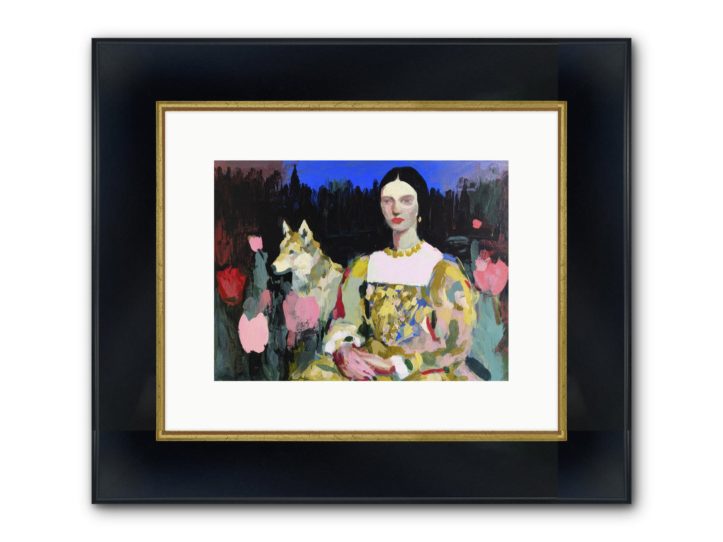Evening Watching Framed Print - Wide Black w/Gold 12x9