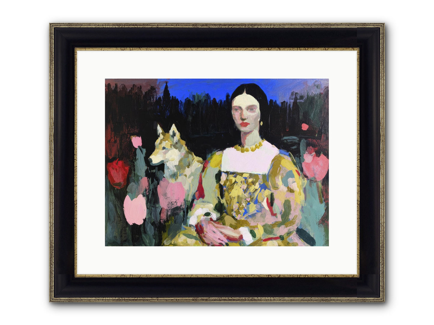 Evening Watching Framed Print - Black & Gold 16x12