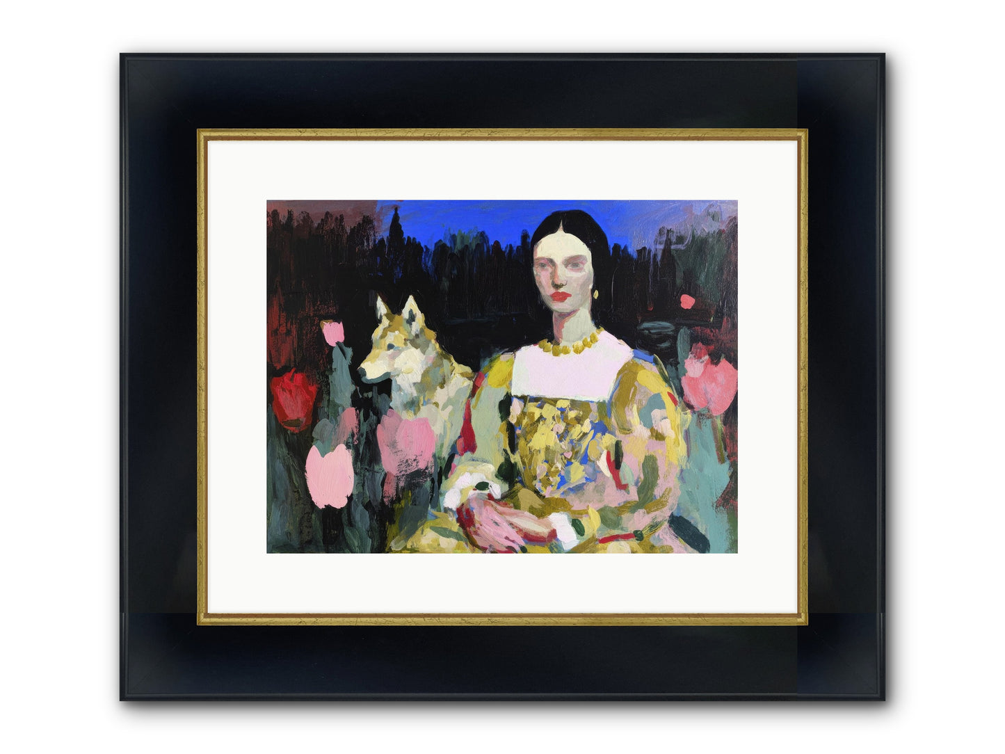 Evening Watching Framed Print - Wide Black w/Gold 16x12