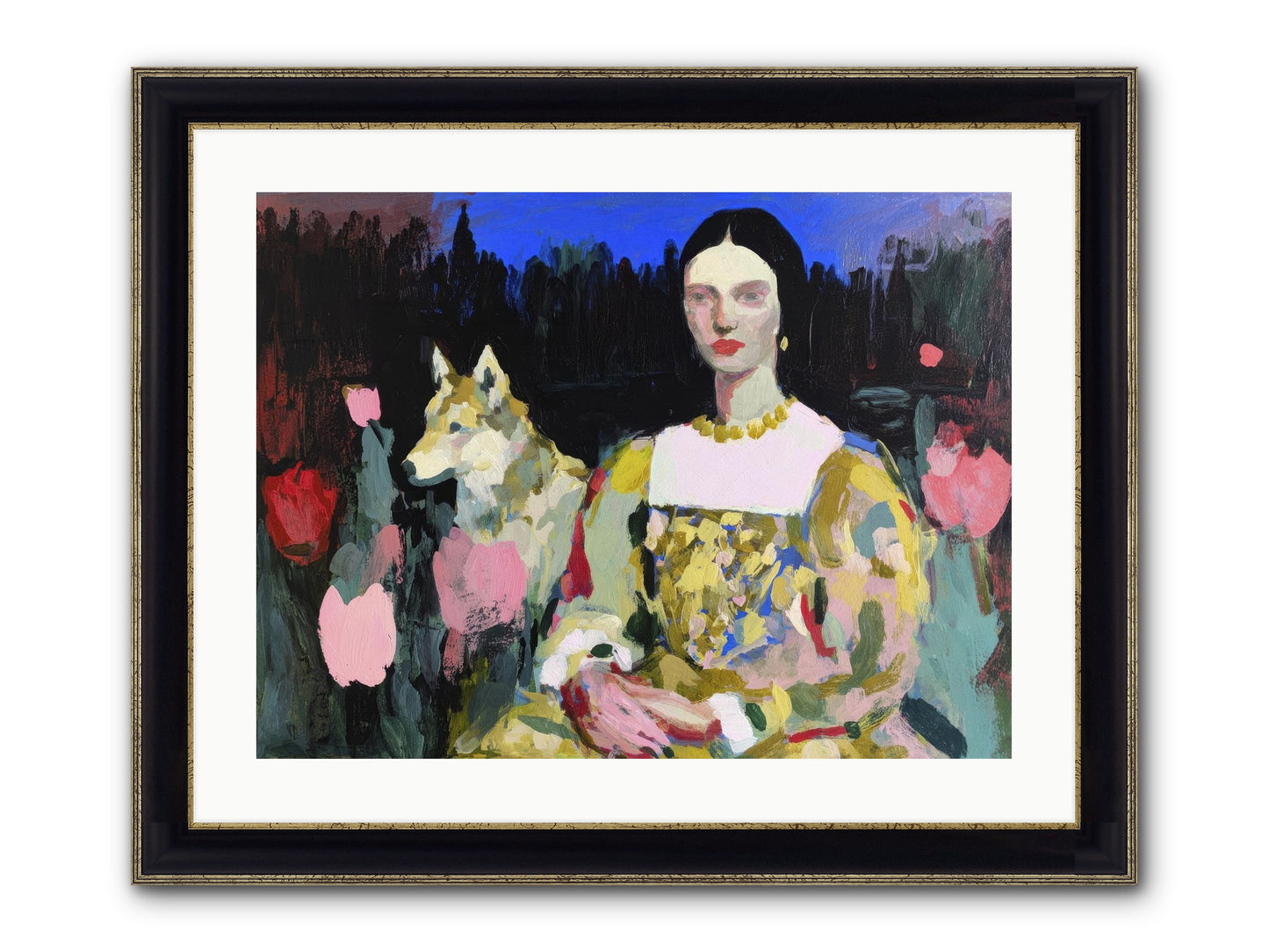 Evening Watching Framed Print - Black & Gold 24x18