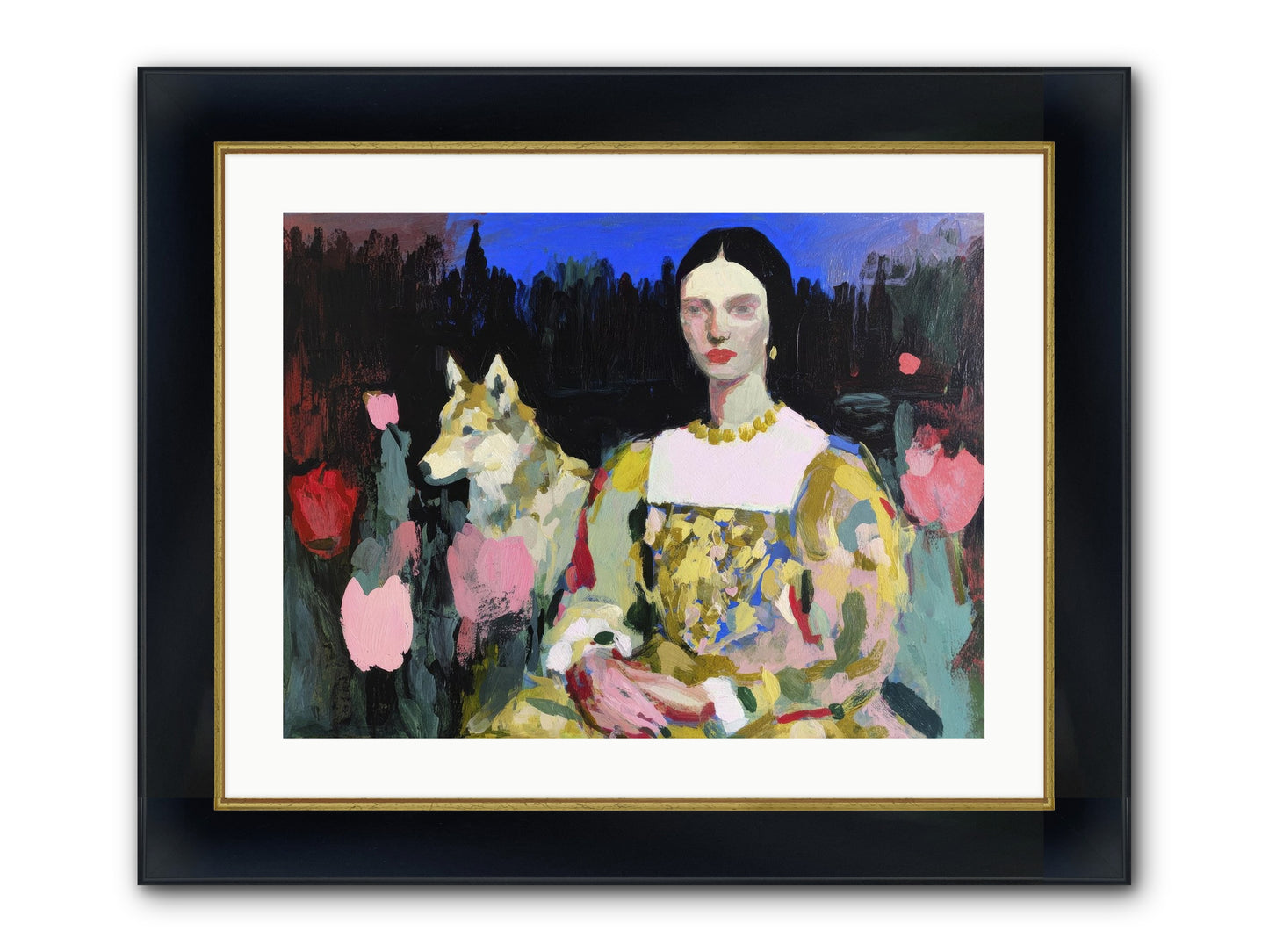Evening Watching Framed Print - Wide Black w/Gold 24x18