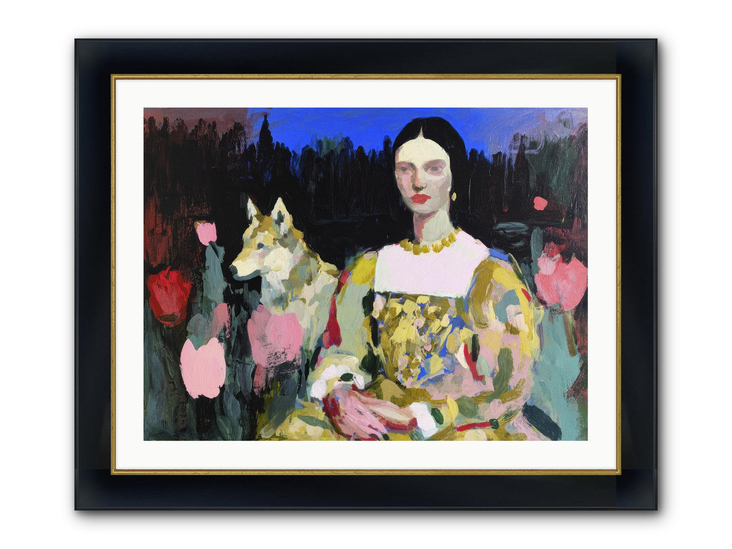 Evening Watching Framed Print - Wide Black w/Gold 32x24