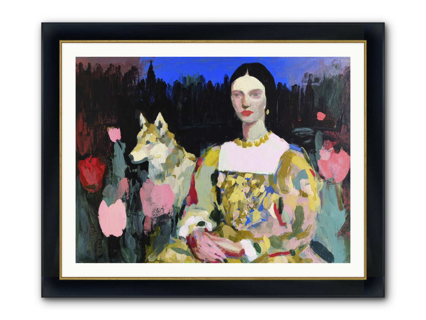Evening Watching Framed Print - Wide Black w/Gold 40x30