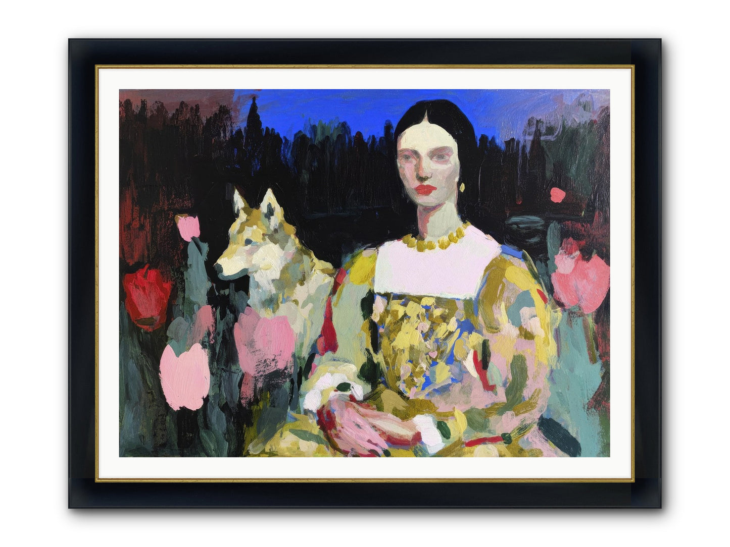 Evening Watching Framed Print - Wide Black w/Gold 48x36