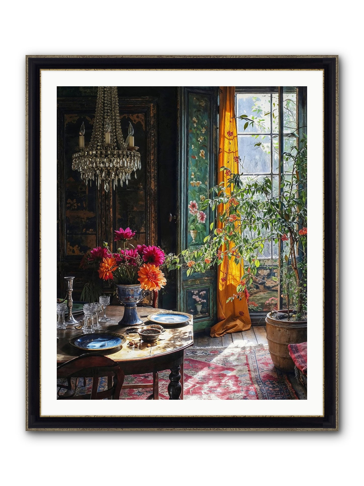 Eventide Framed Print - Black & Gold 32x40