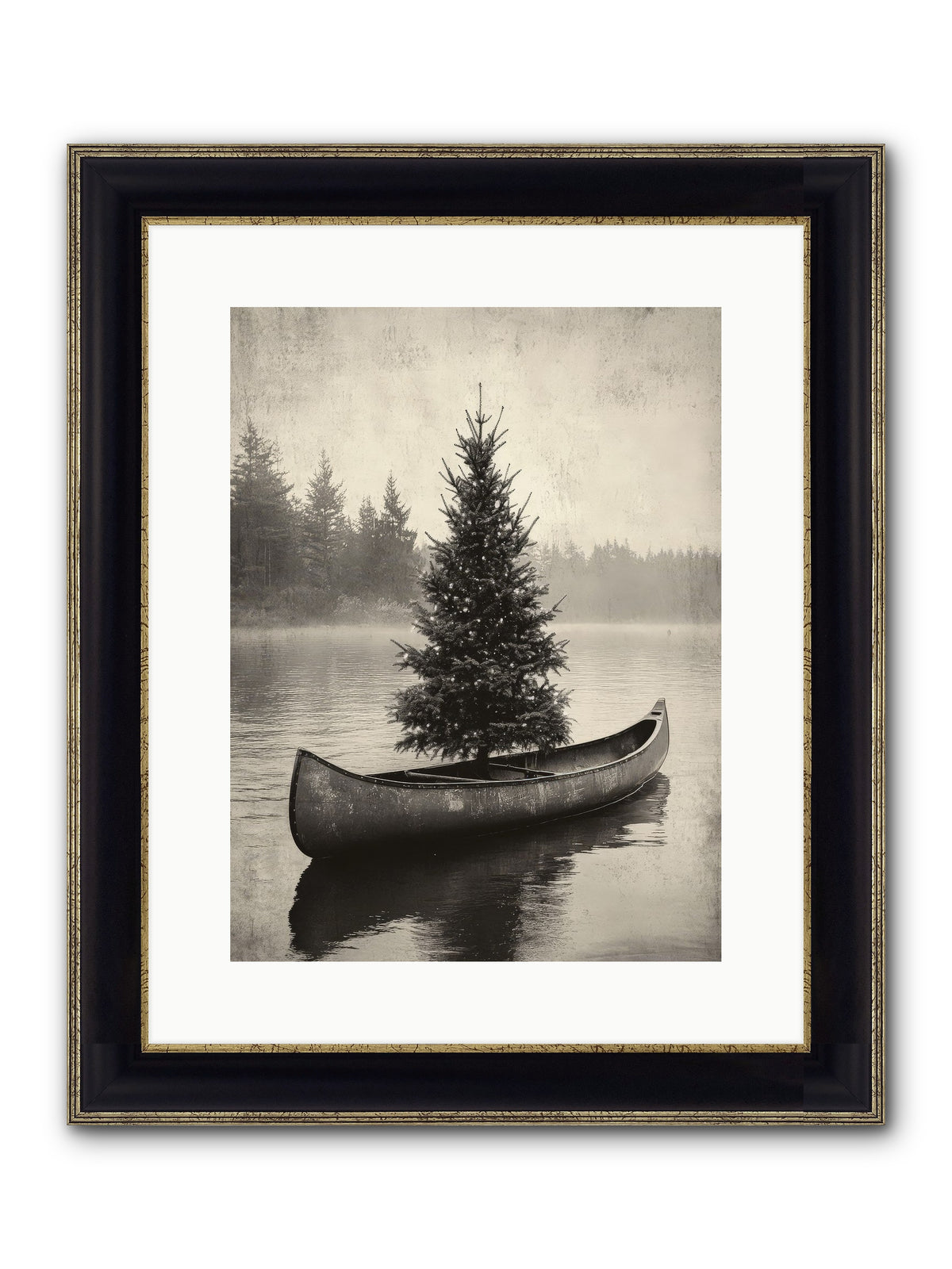 Evergreen Dreams Framed Print - Black & Gold 12x16