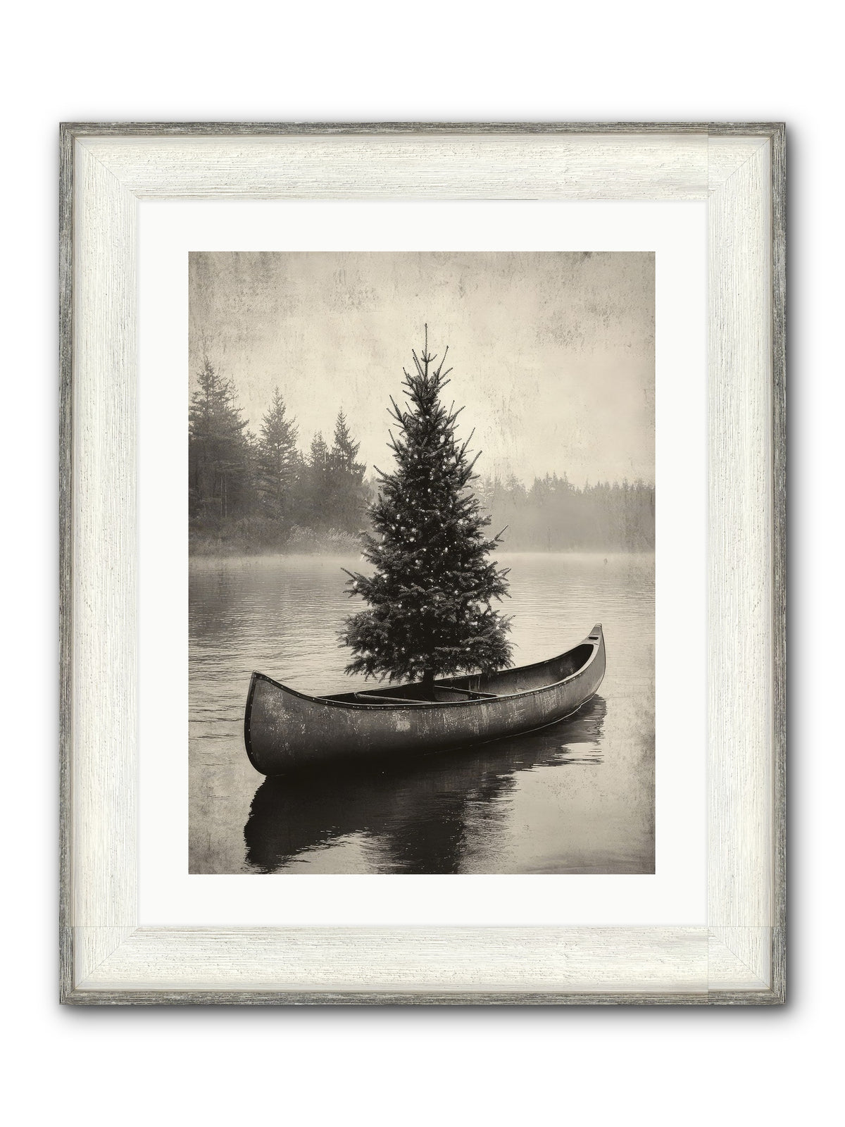 Evergreen Dreams Framed Print - Driftwood White 18x24