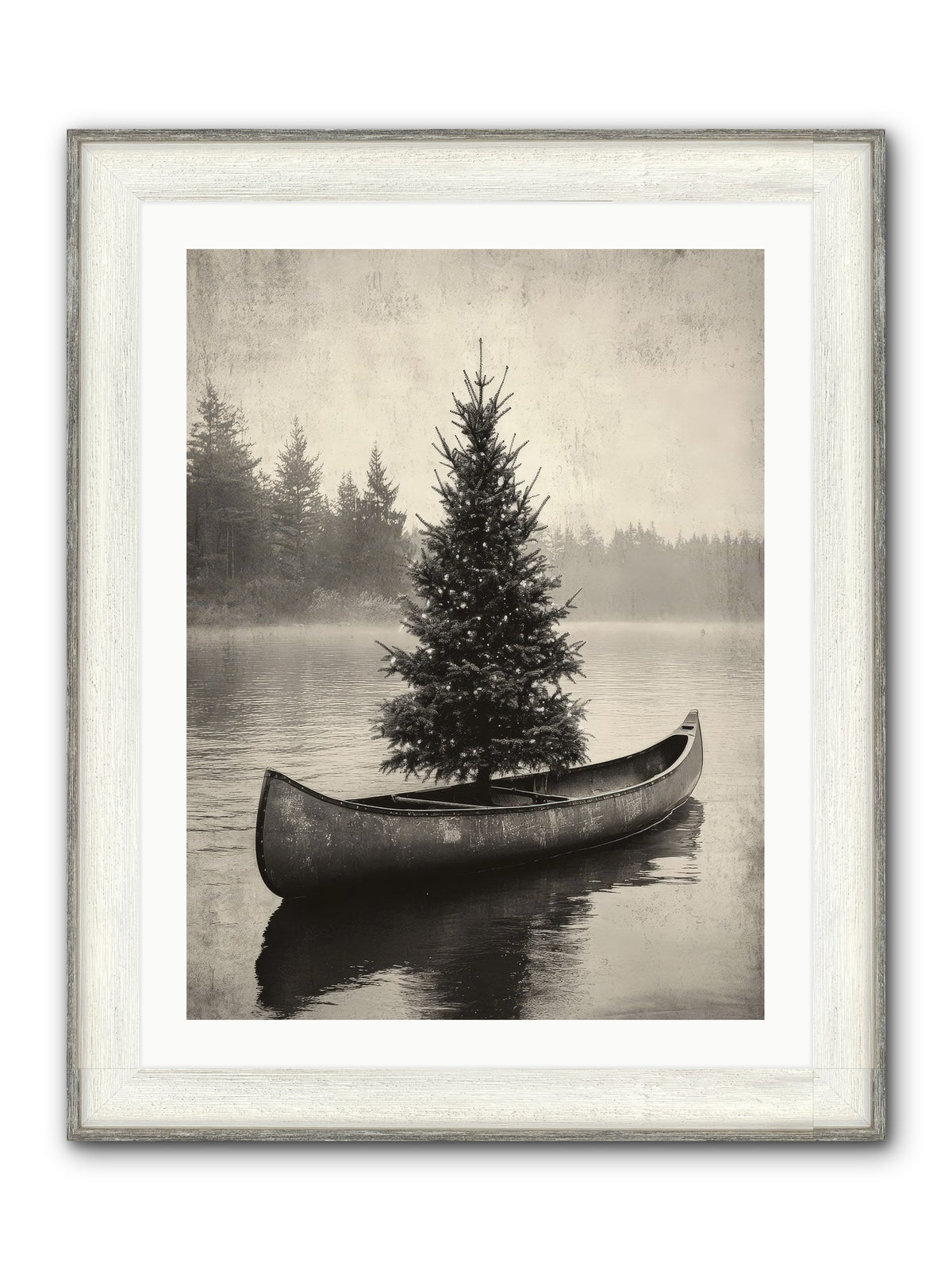 Evergreen Dreams Framed Print - Driftwood White 24x32