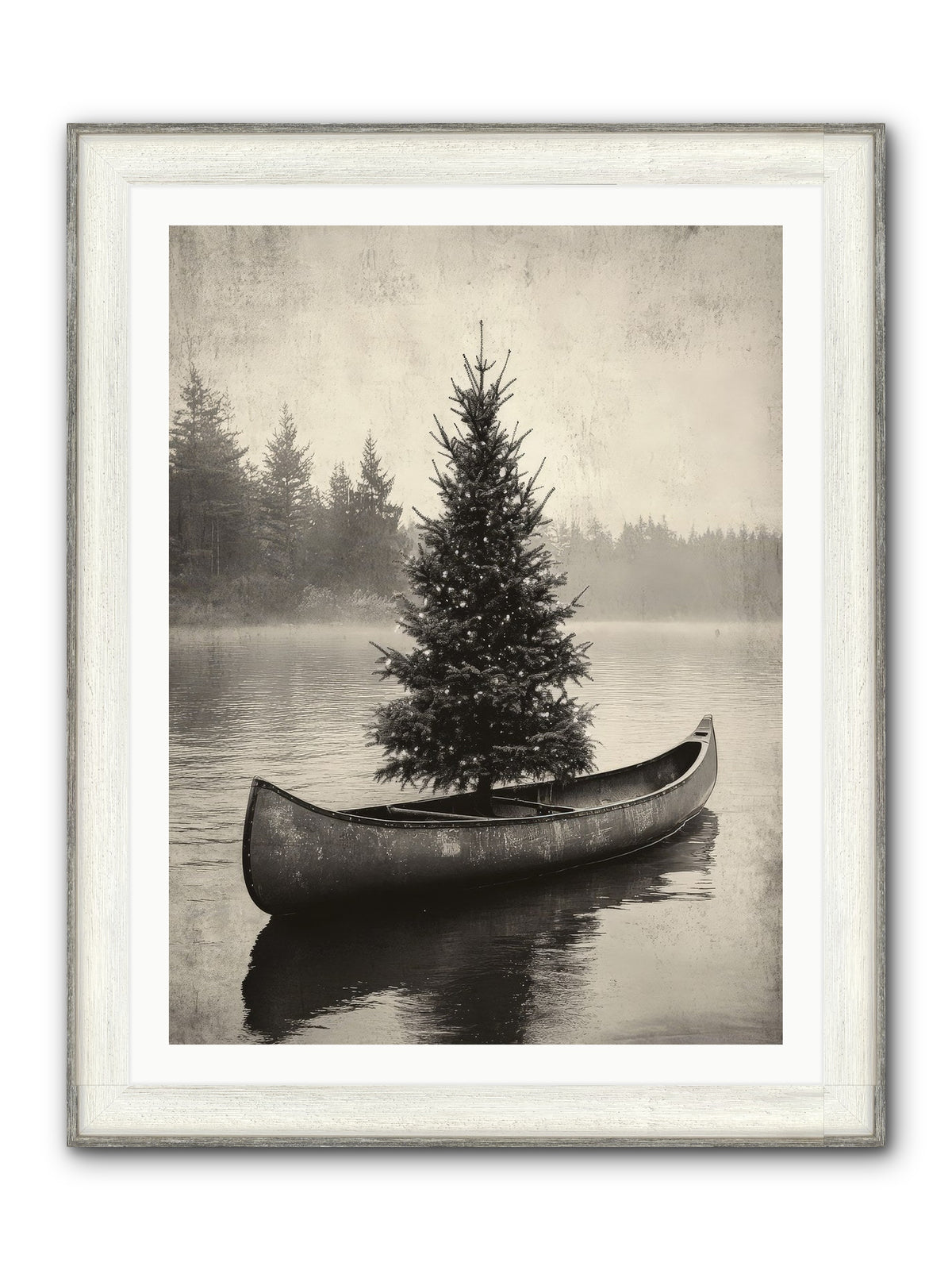 Evergreen Dreams Framed Print - Driftwood White 30x40