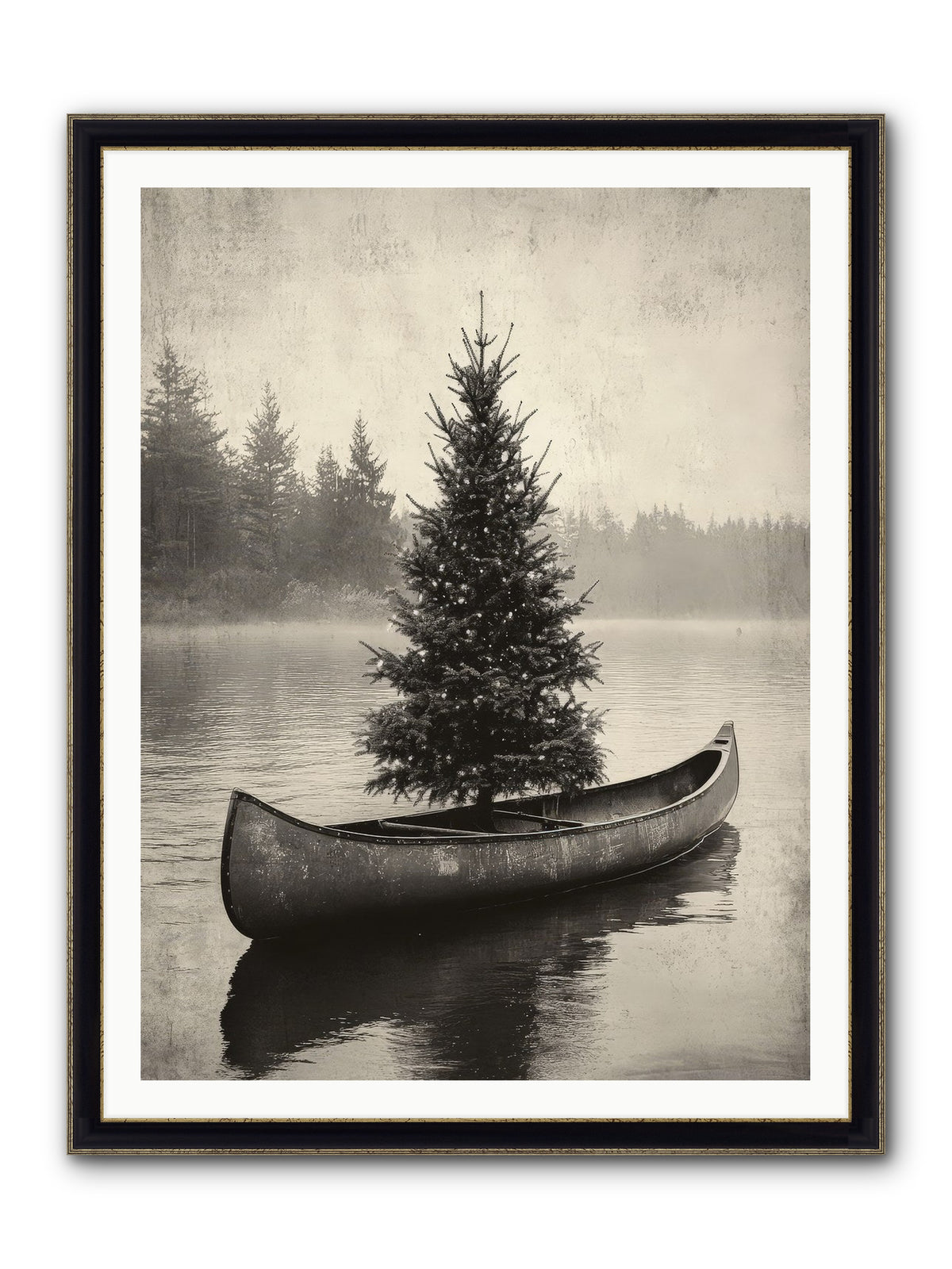 Evergreen Dreams Framed Print - Black & Gold 36x48