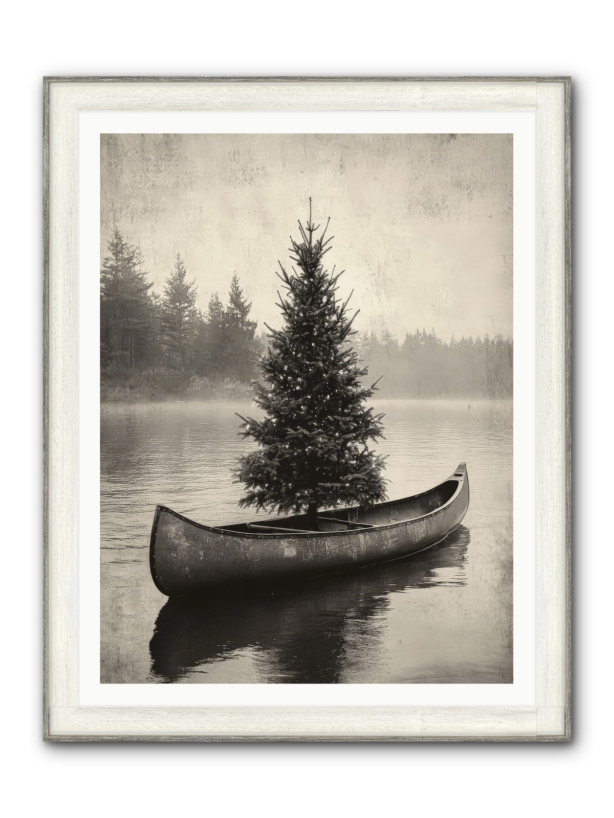 Evergreen Dreams Framed Print - Driftwood White 36x48