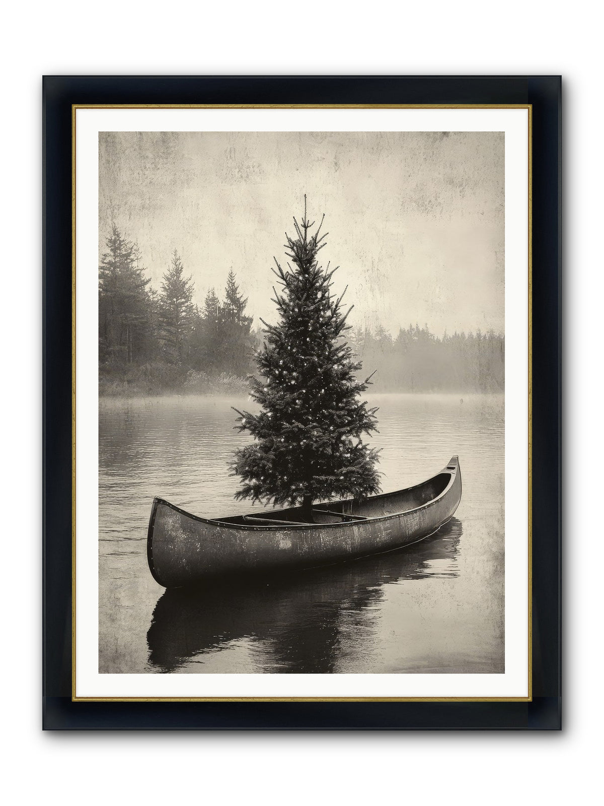 Evergreen Dreams Framed Print - Wide Black w/Gold 36x48