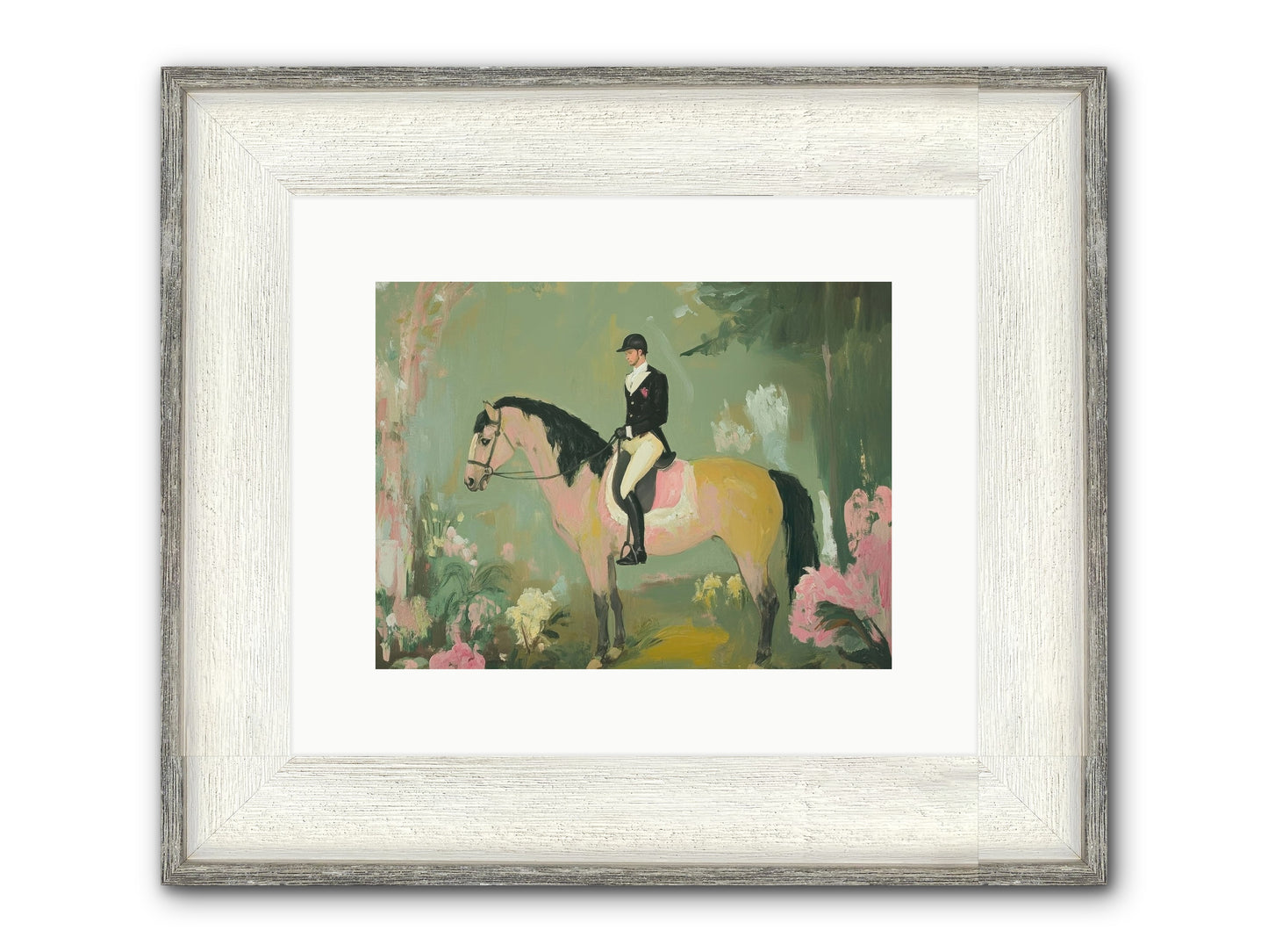 Evergreen Gallop Framed Print - Driftwood White 12x9