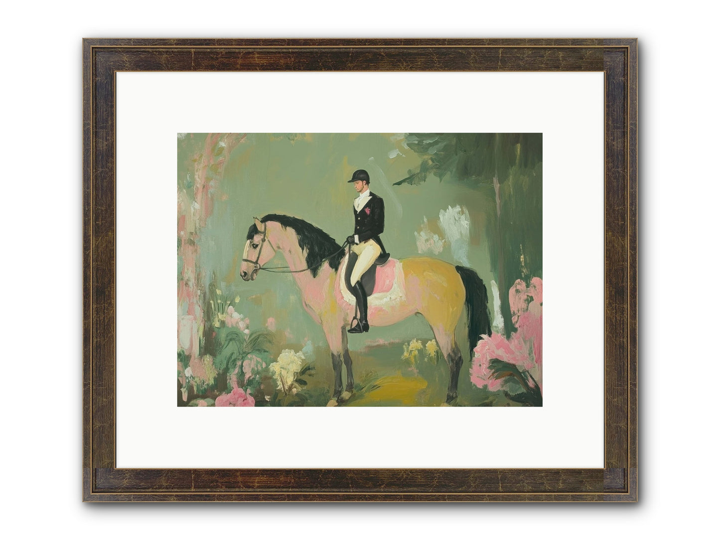Evergreen Gallop Framed Print - Slimwoods Black/Gold 12x9