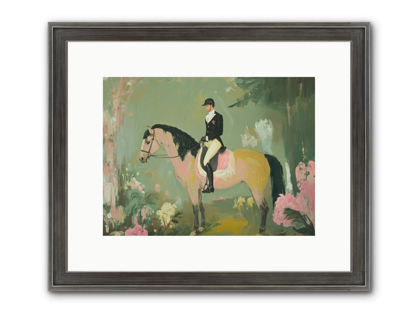 Evergreen Gallop Framed Print - Slimwoods Black/Silver 12x9