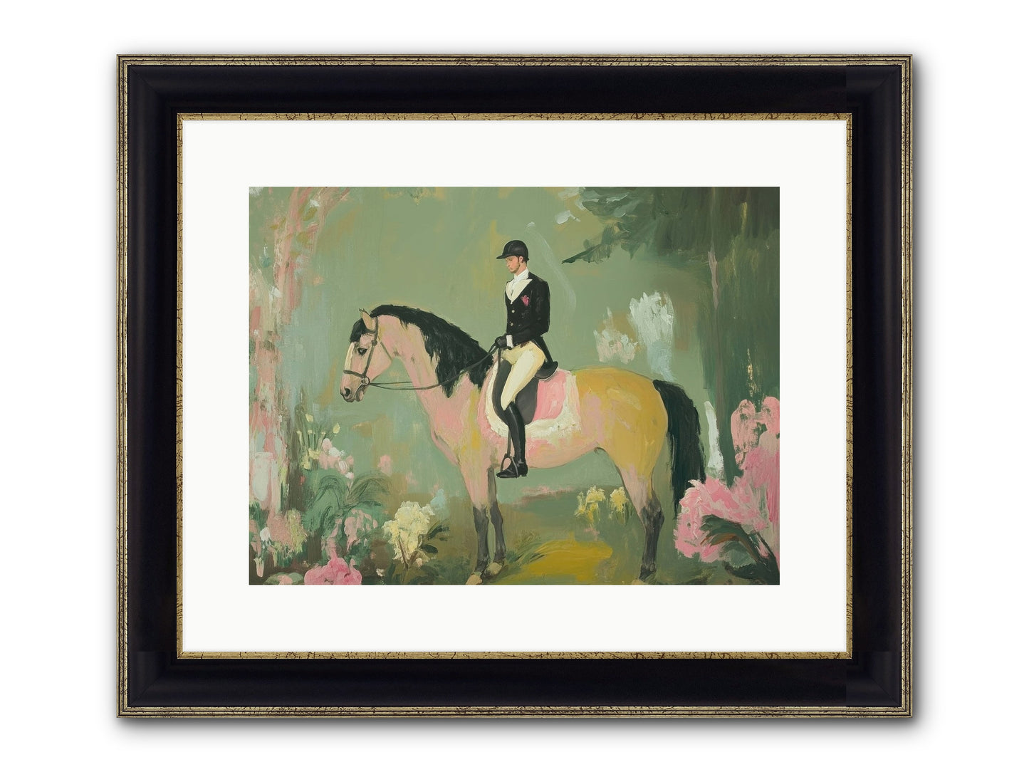 Evergreen Gallop Framed Print - Black & Gold 16x12