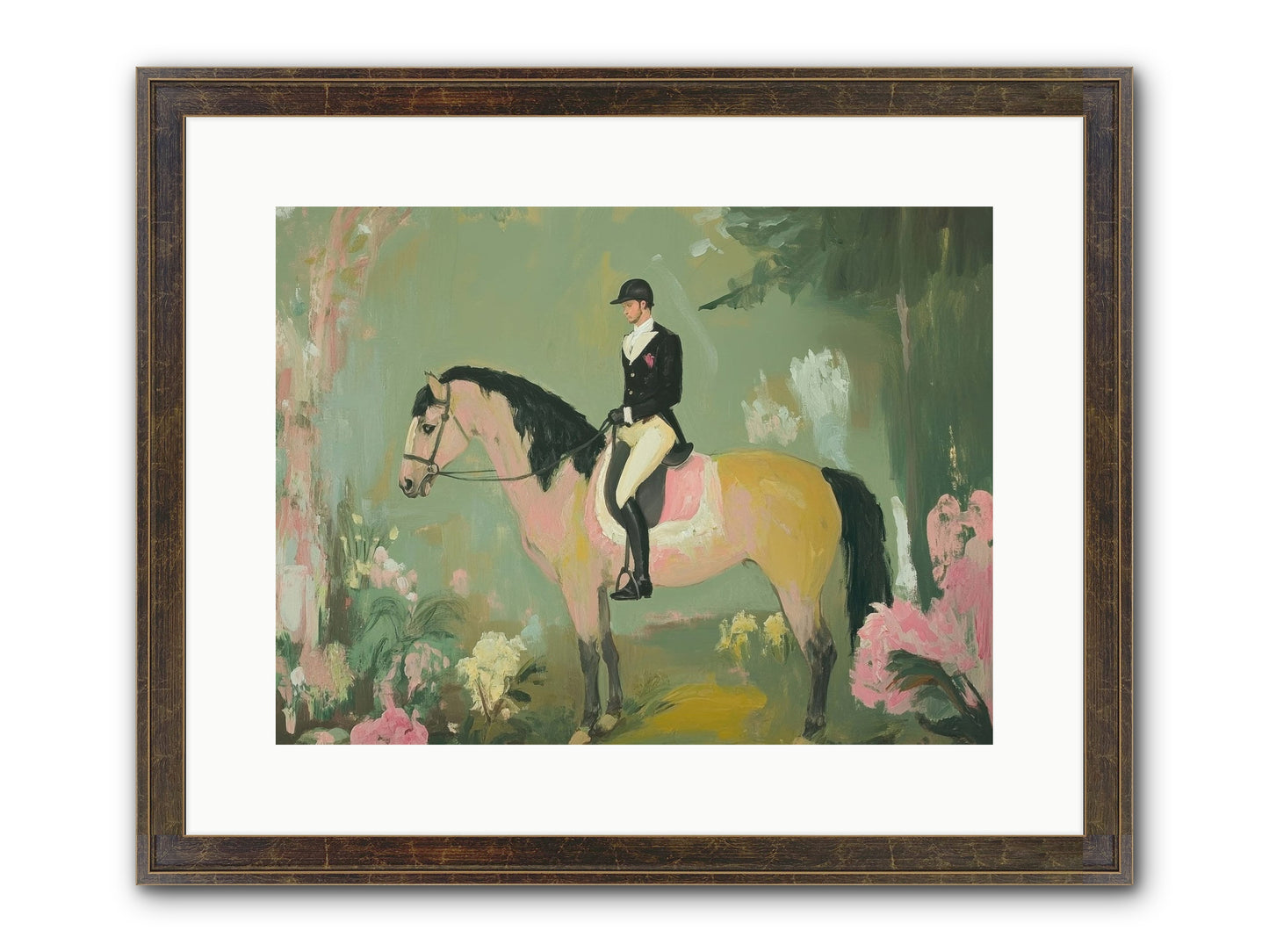 Evergreen Gallop Framed Print - Slimwoods Black/Gold 16x12