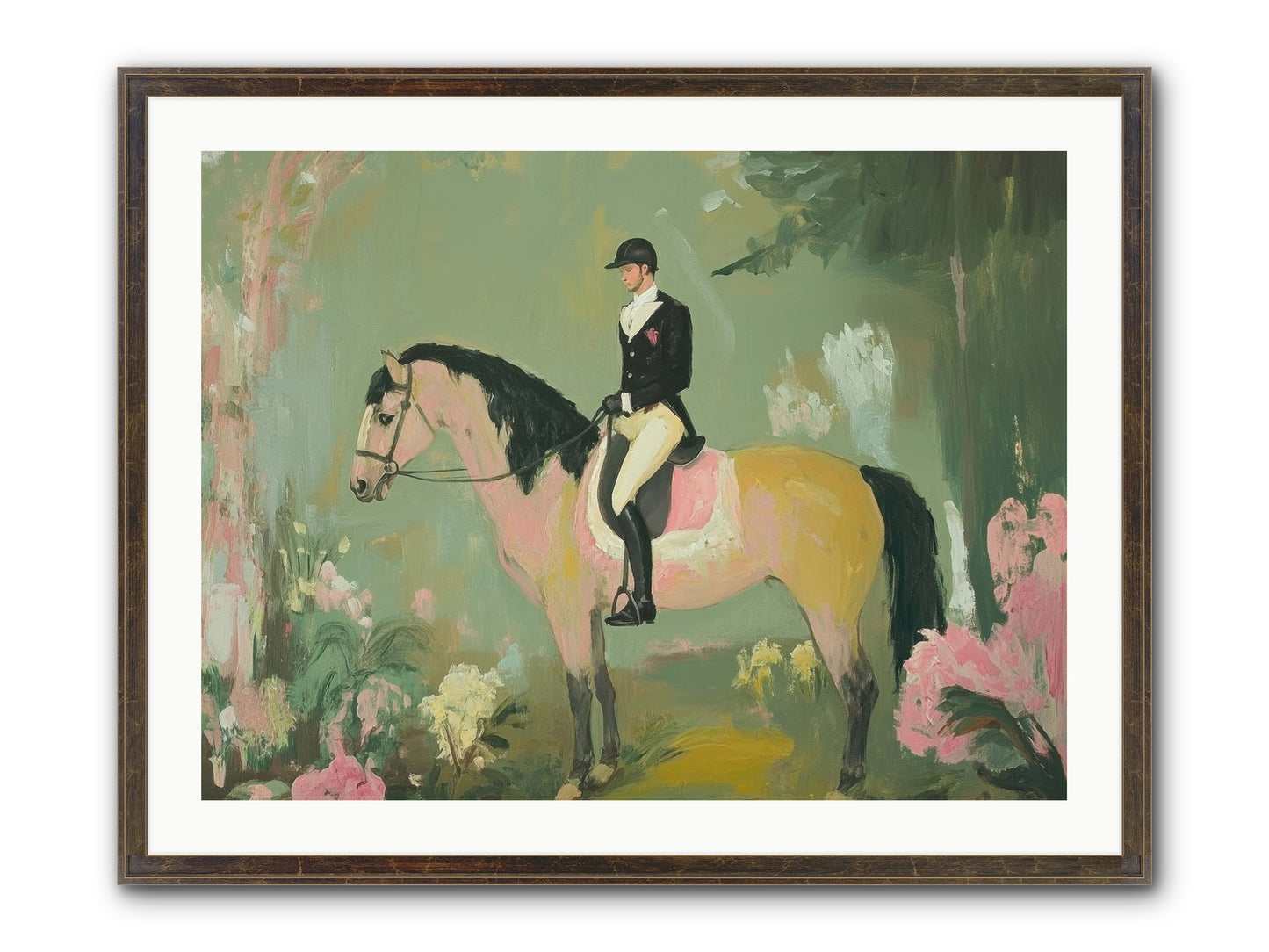 Evergreen Gallop Framed Print - Slimwoods Black/Gold 32x24