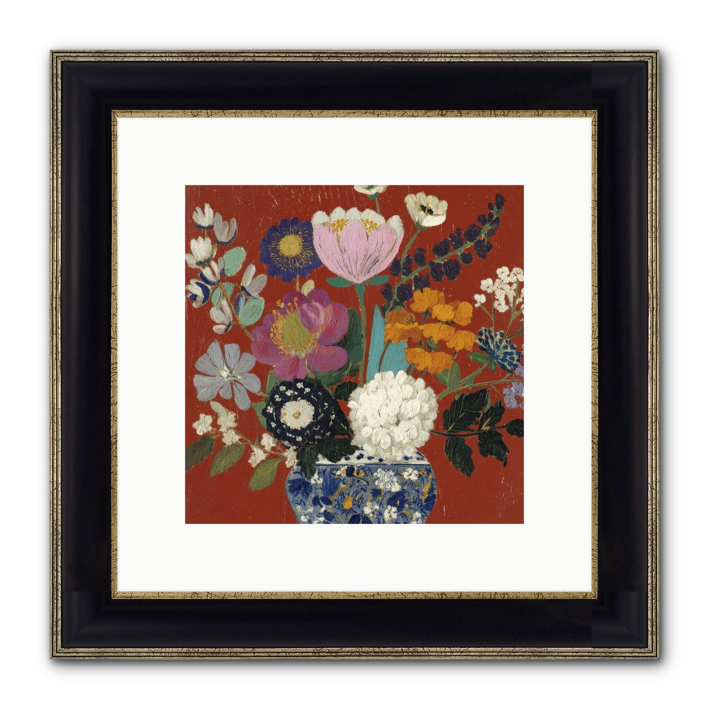Everything In Bloom Framed Print - Black & Gold 10x10
