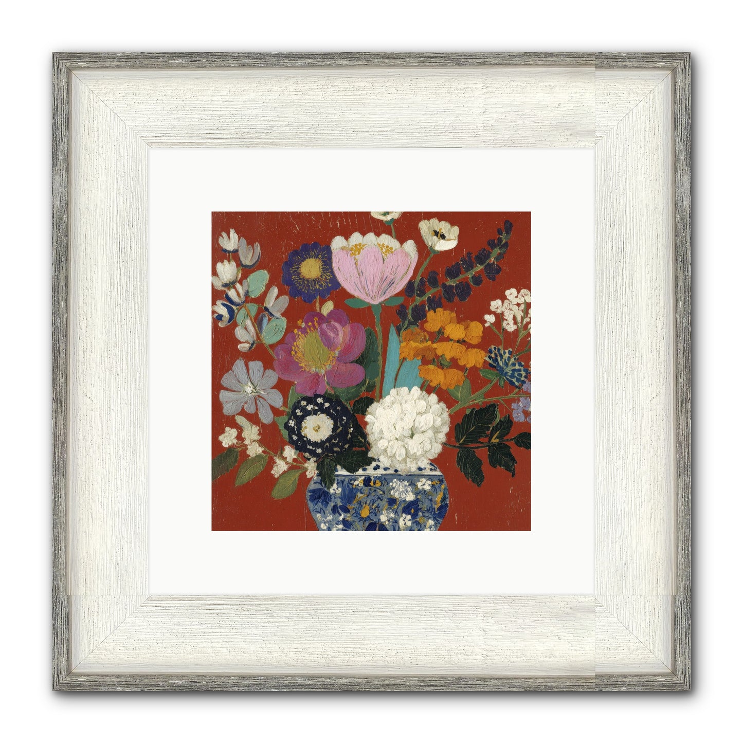 Everything In Bloom Framed Print - Driftwood White 10x10