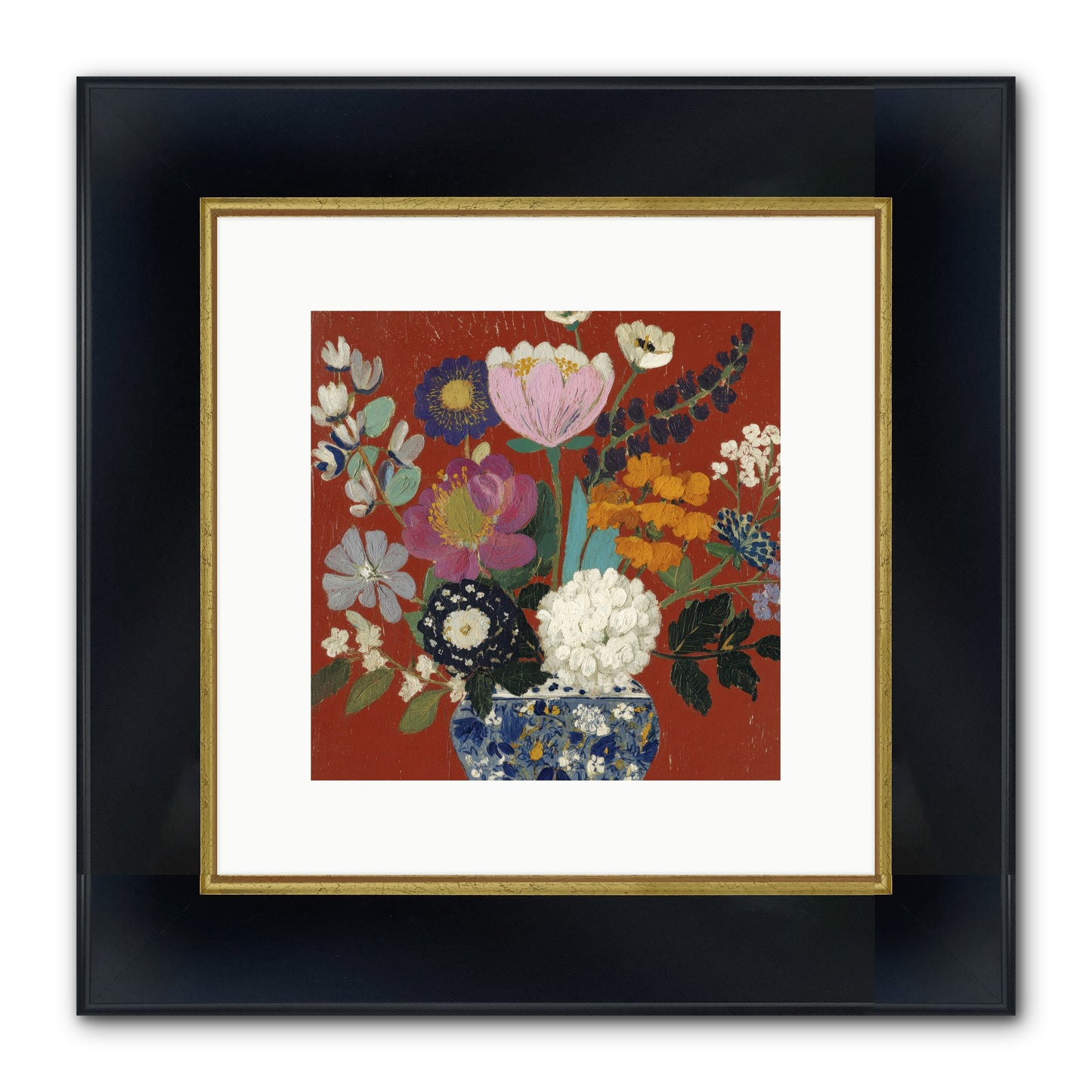 Everything In Bloom Framed Print - Wide Black w/Gold 10x10