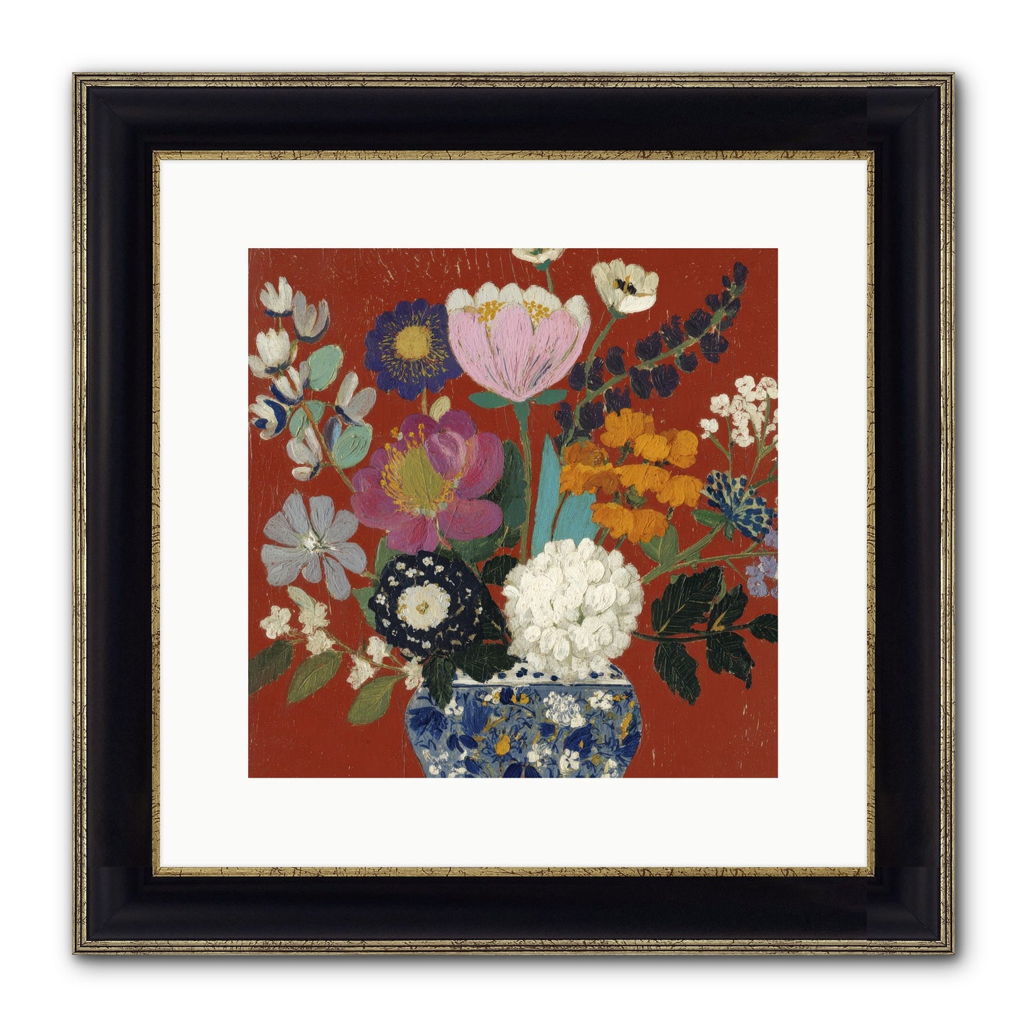 Everything In Bloom Framed Print - Black & Gold 12x12