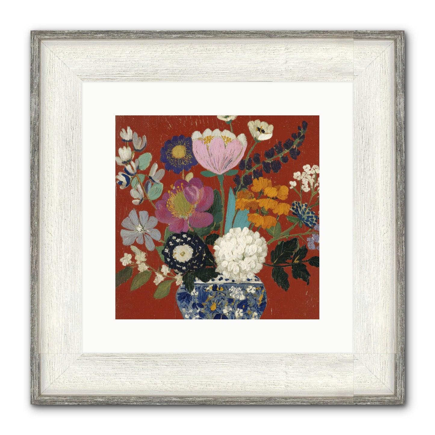 Everything In Bloom Framed Print - Driftwood White 12x12