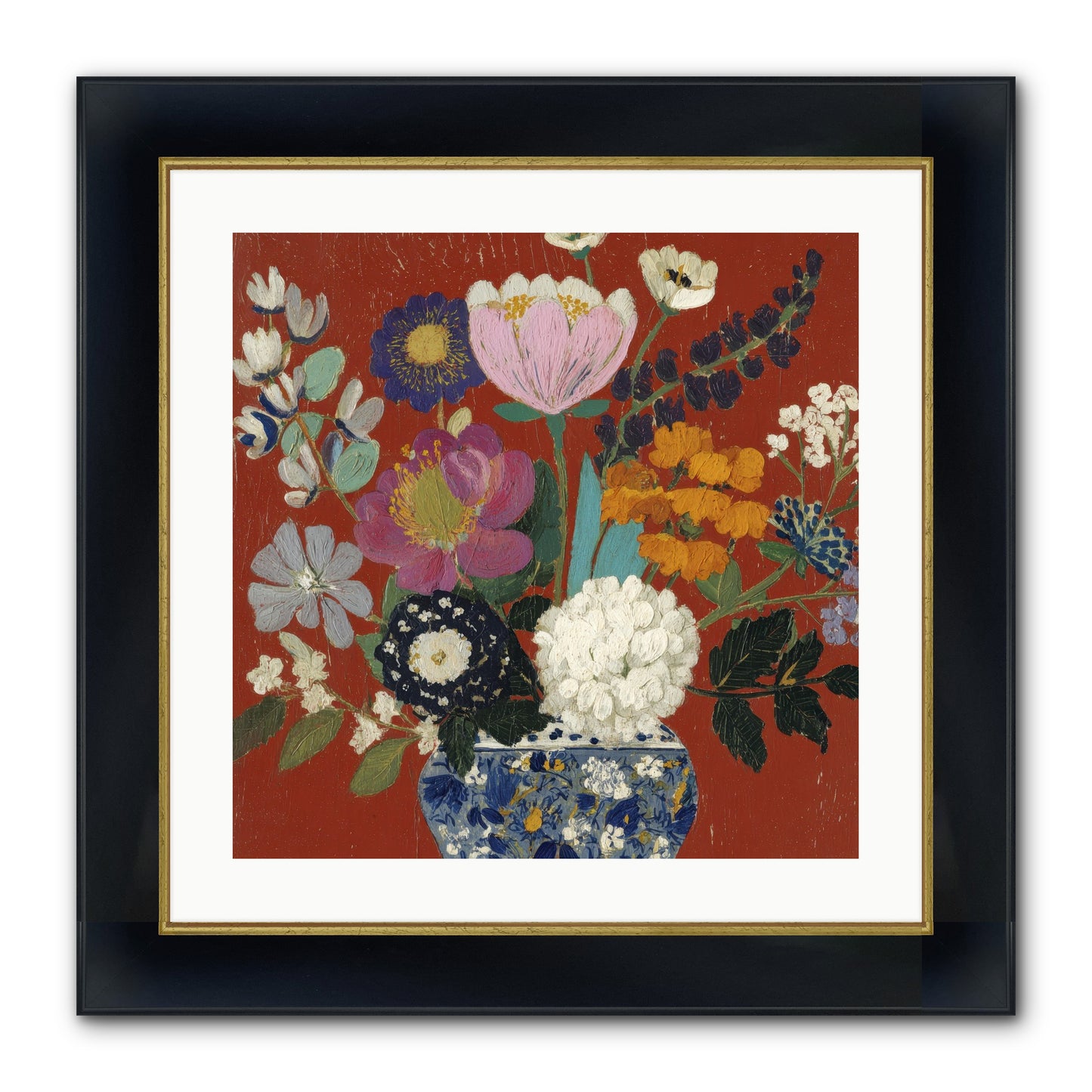 Everything In Bloom Framed Print - Wide Black w/Gold 20x20