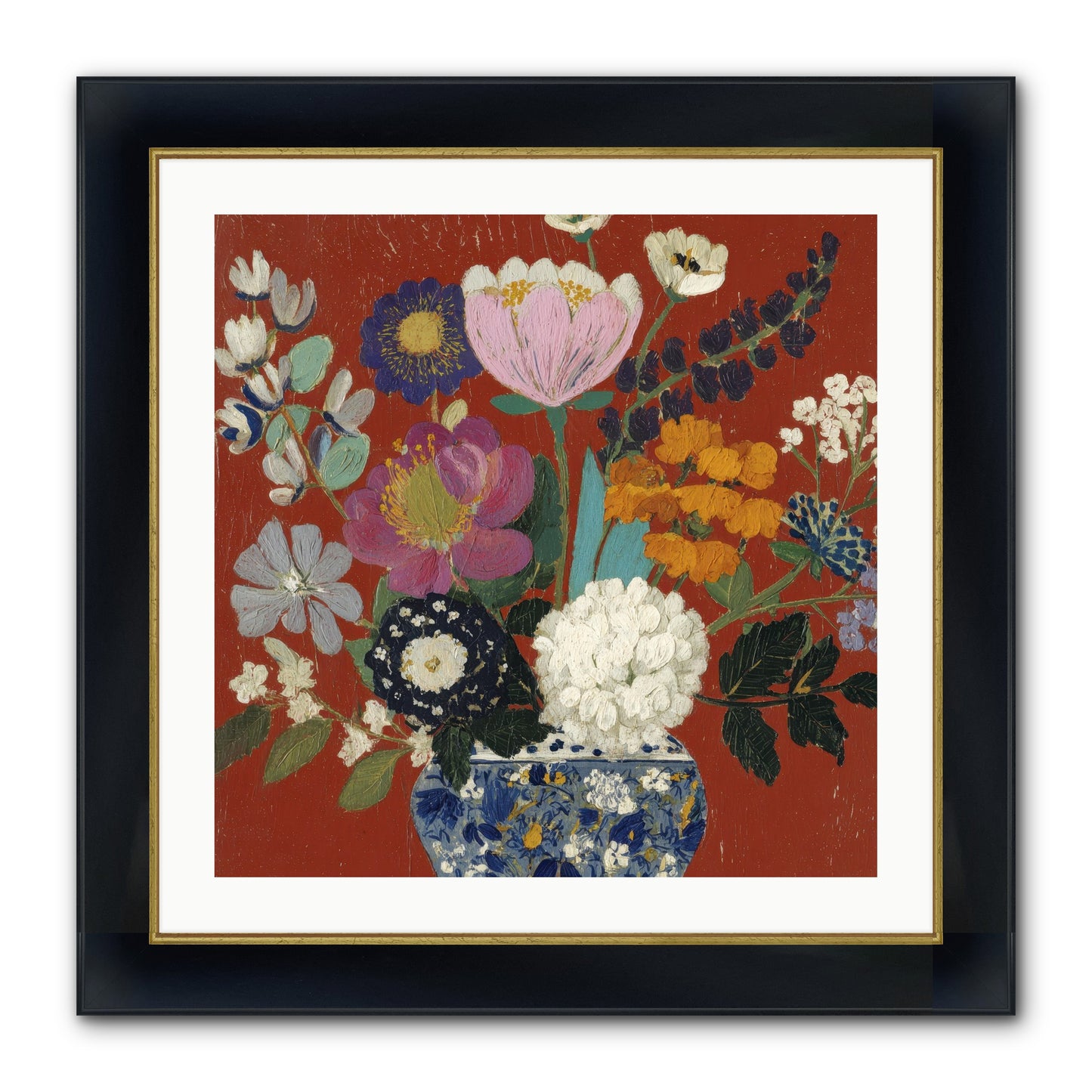 Everything In Bloom Framed Print - Wide Black w/Gold 24x24