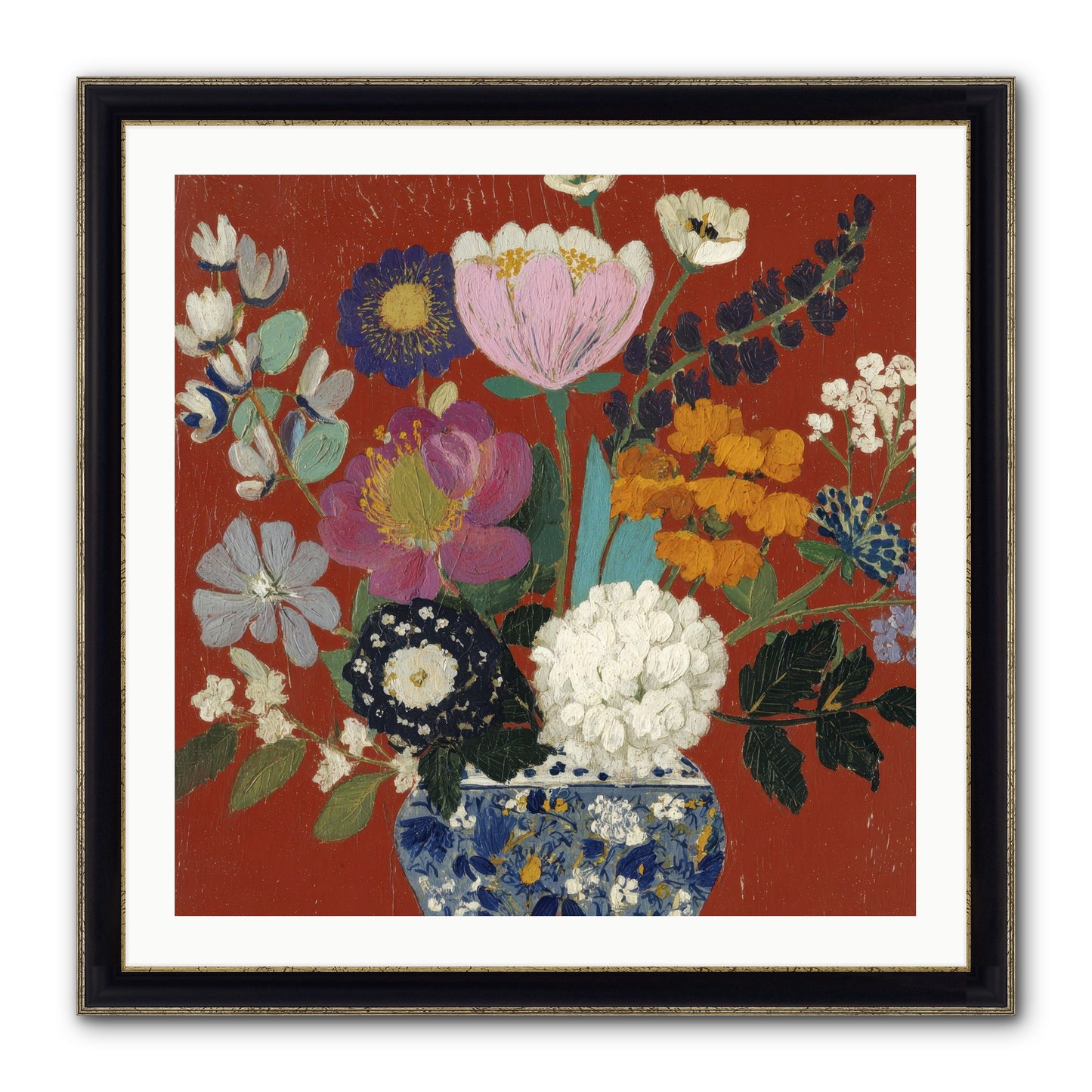 Everything In Bloom Framed Print - Black & Gold 30x30