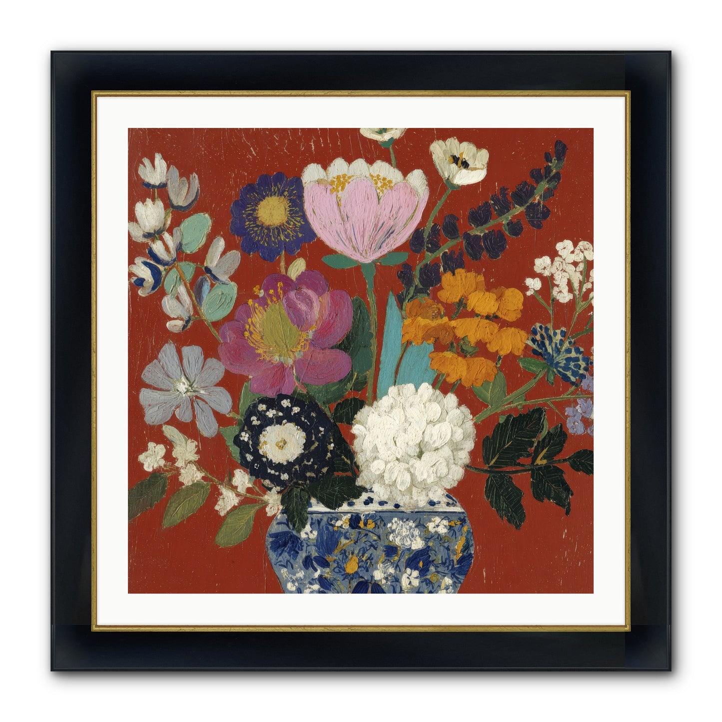 Everything In Bloom Framed Print - Wide Black w/Gold 30x30