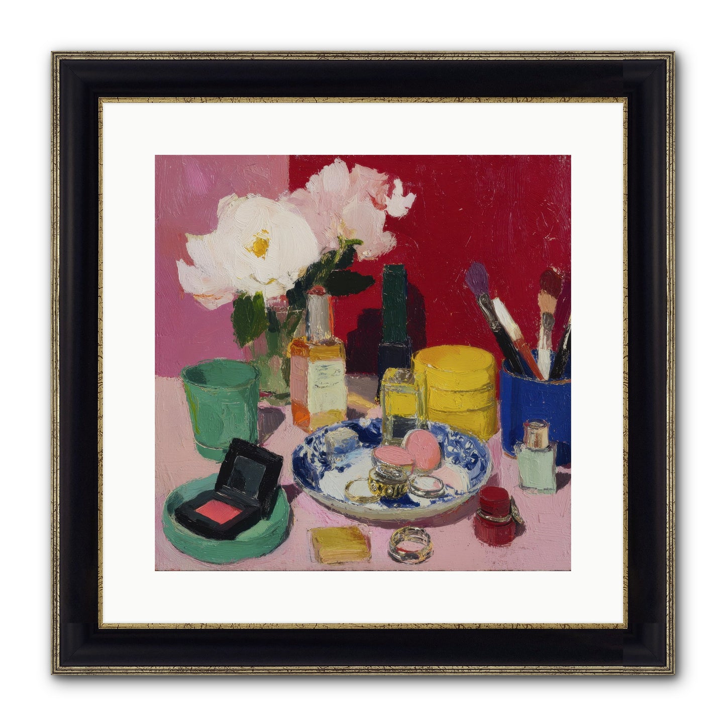 Everything In Place Framed Print - Black & Gold 16x16