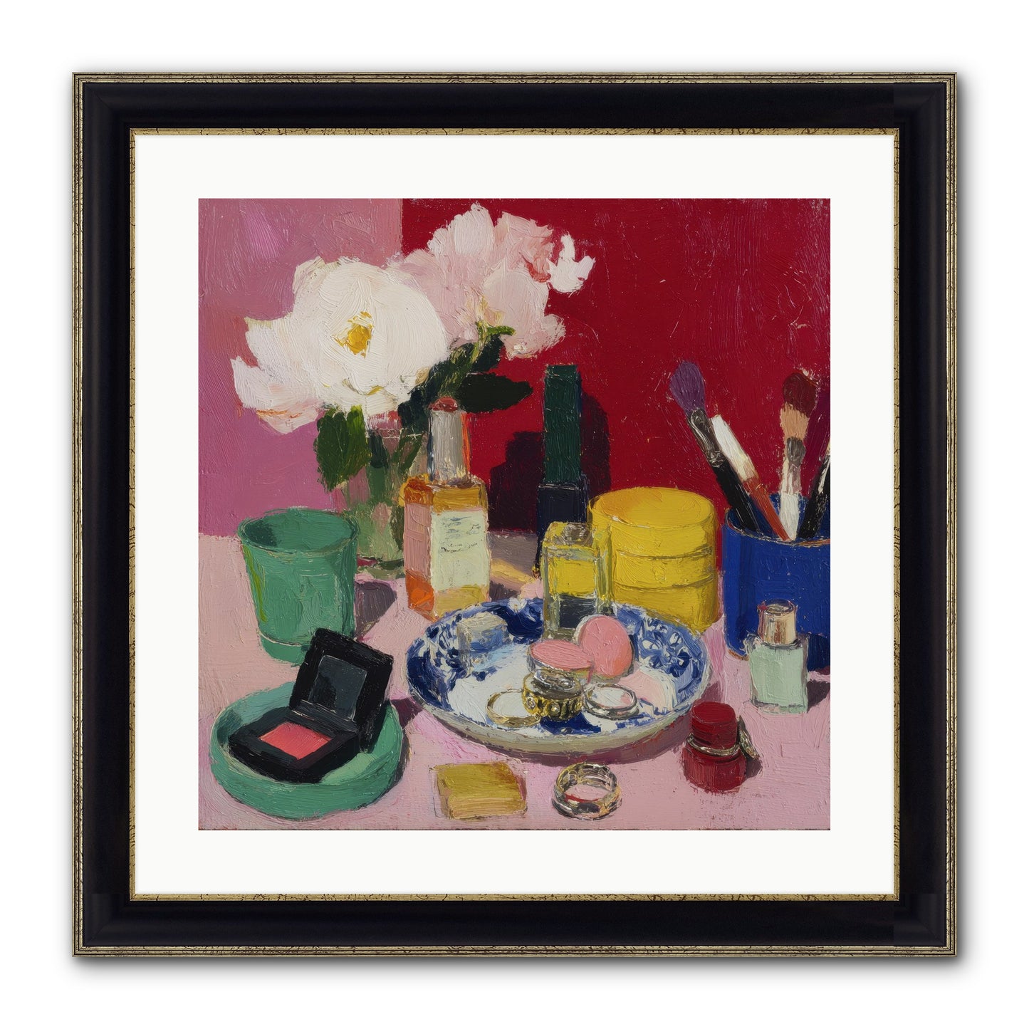 Everything In Place Framed Print - Black & Gold 20x20