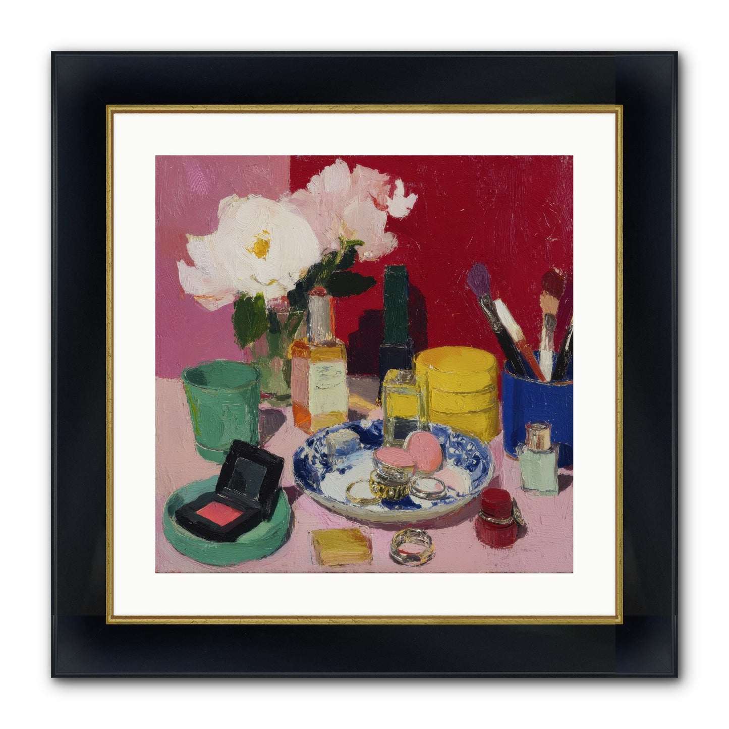 Everything In Place Framed Print - Wide Black w/Gold 20x20