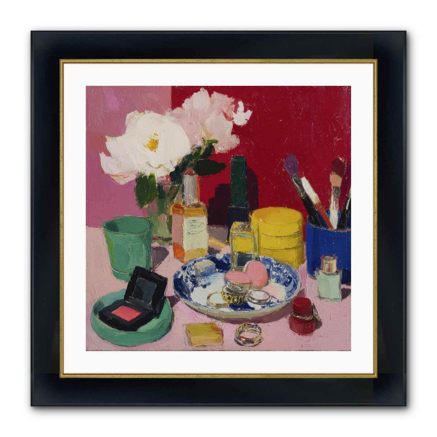 Everything In Place Framed Print - Wide Black w/Gold 24x24