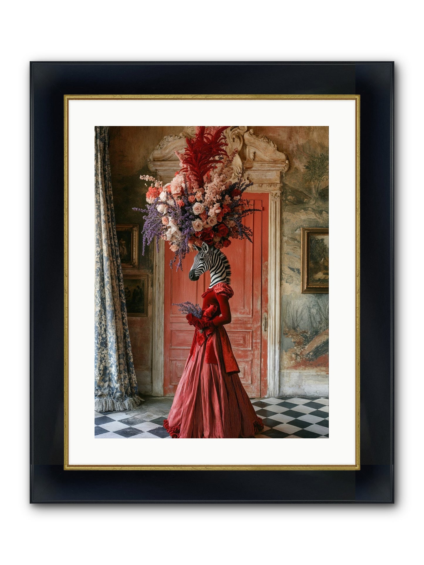 Extravagant Hearts Garden Better Framed Print - Wide Black w/Gold 18x24