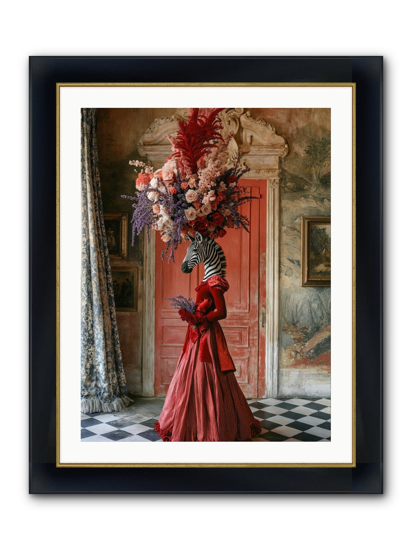 Extravagant Hearts Garden Better Framed Print - Wide Black w/Gold 24x32