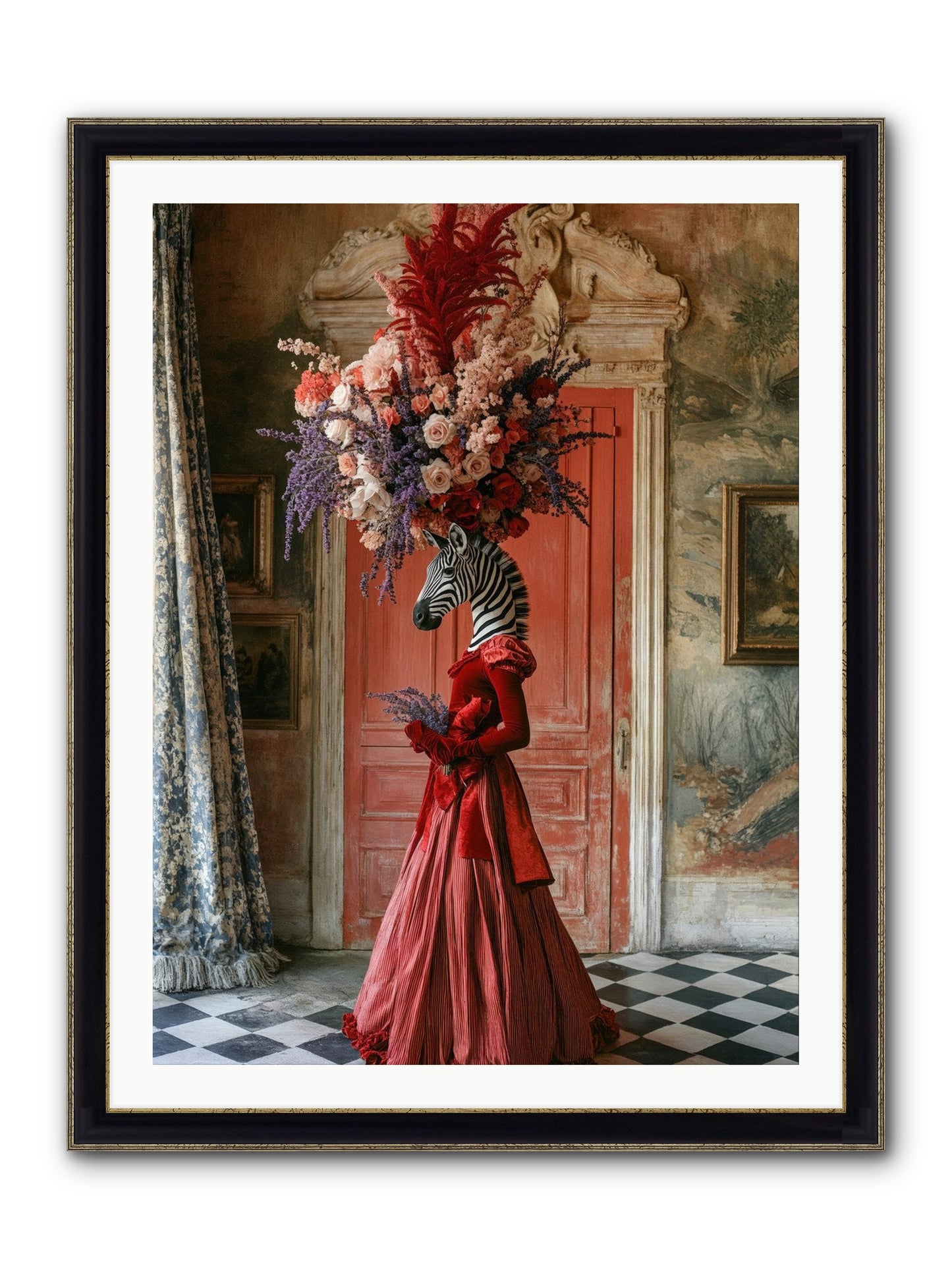 Extravagant Hearts Garden Better Framed Print - Black & Gold 30x40