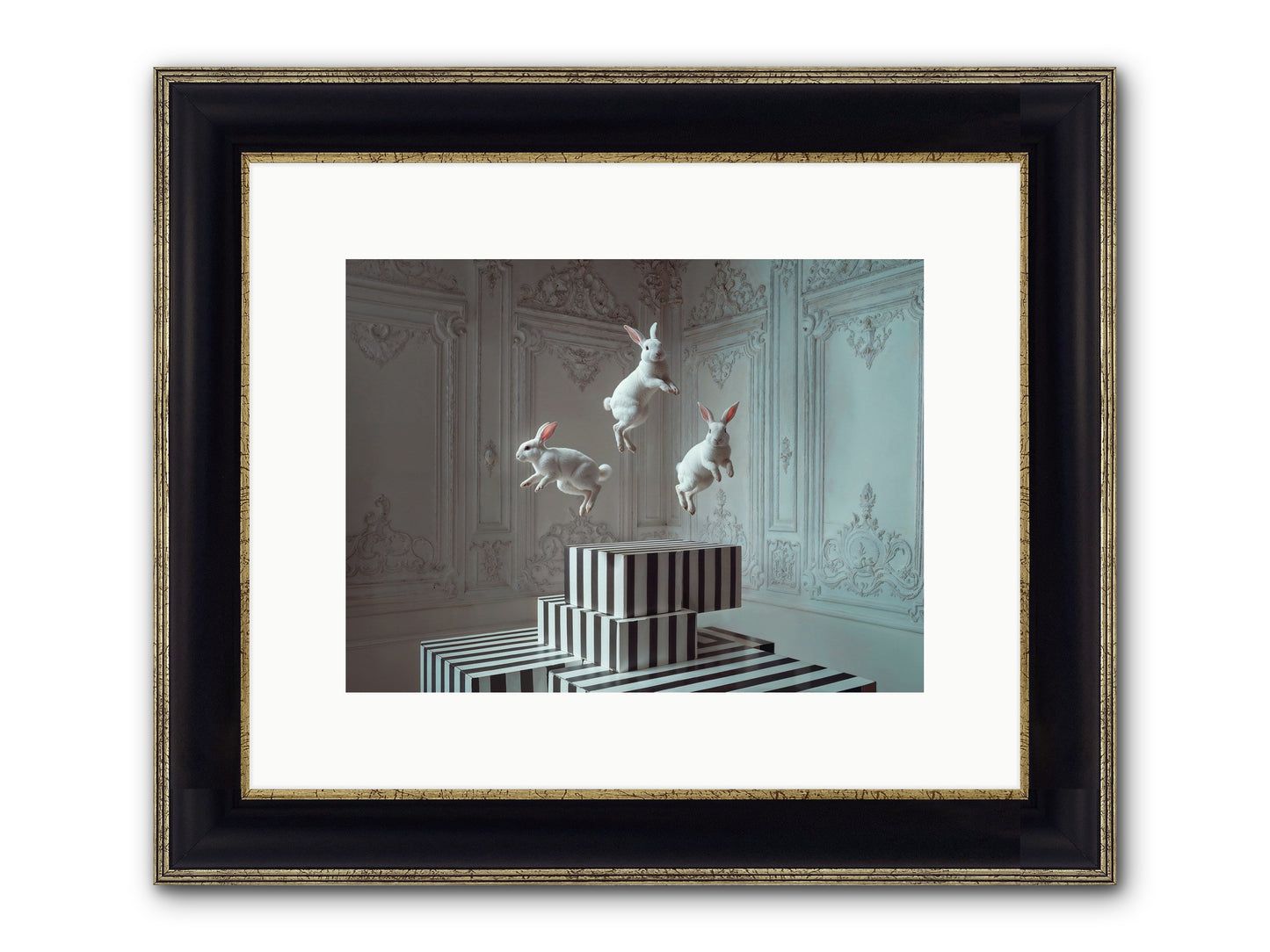 Fête Royale No.2 Framed Print - Black & Gold 12x9