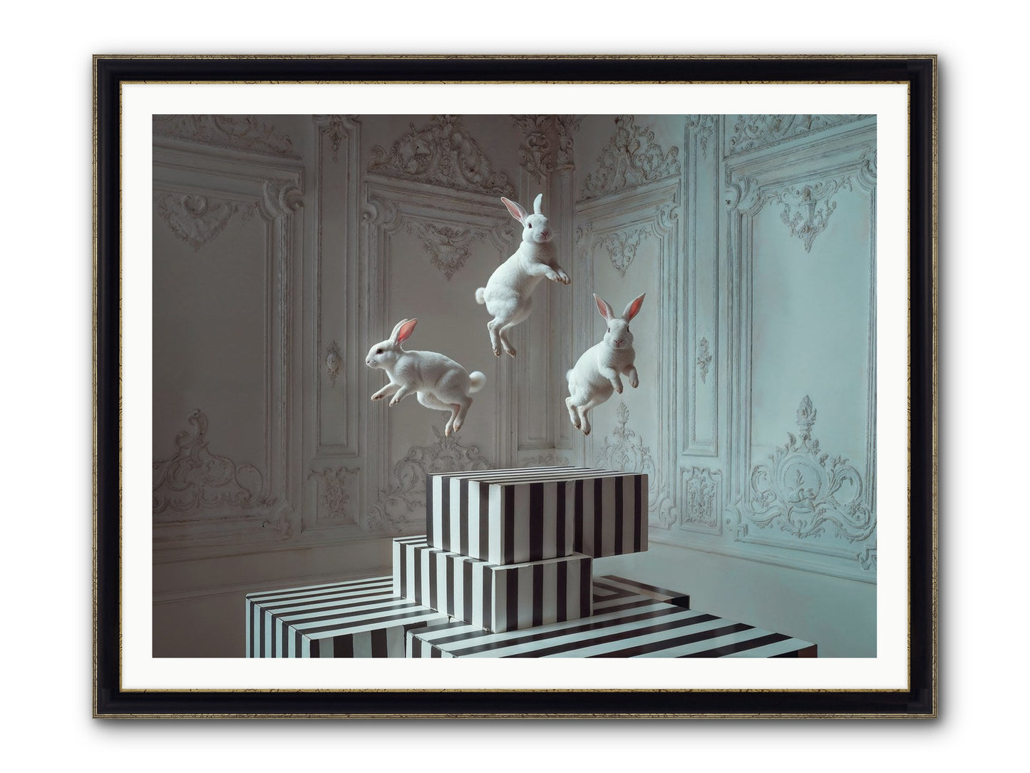 Fête Royale No.2 Framed Print - Black & Gold 48x36