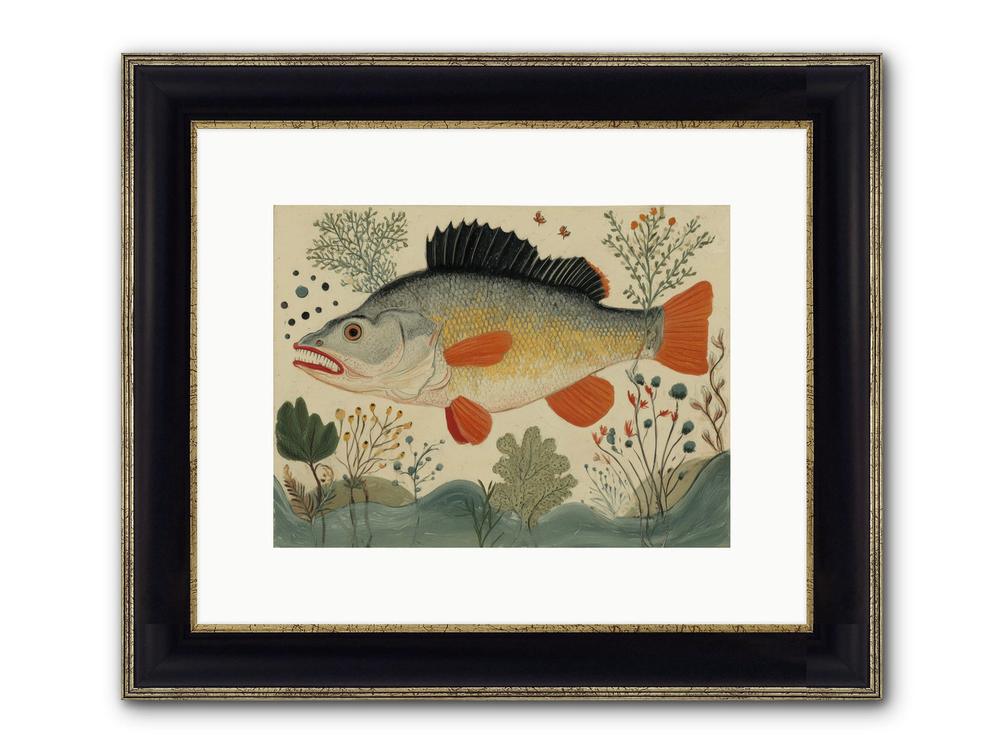 Fairy Tale Fins Framed Print - Black & Gold 12x9