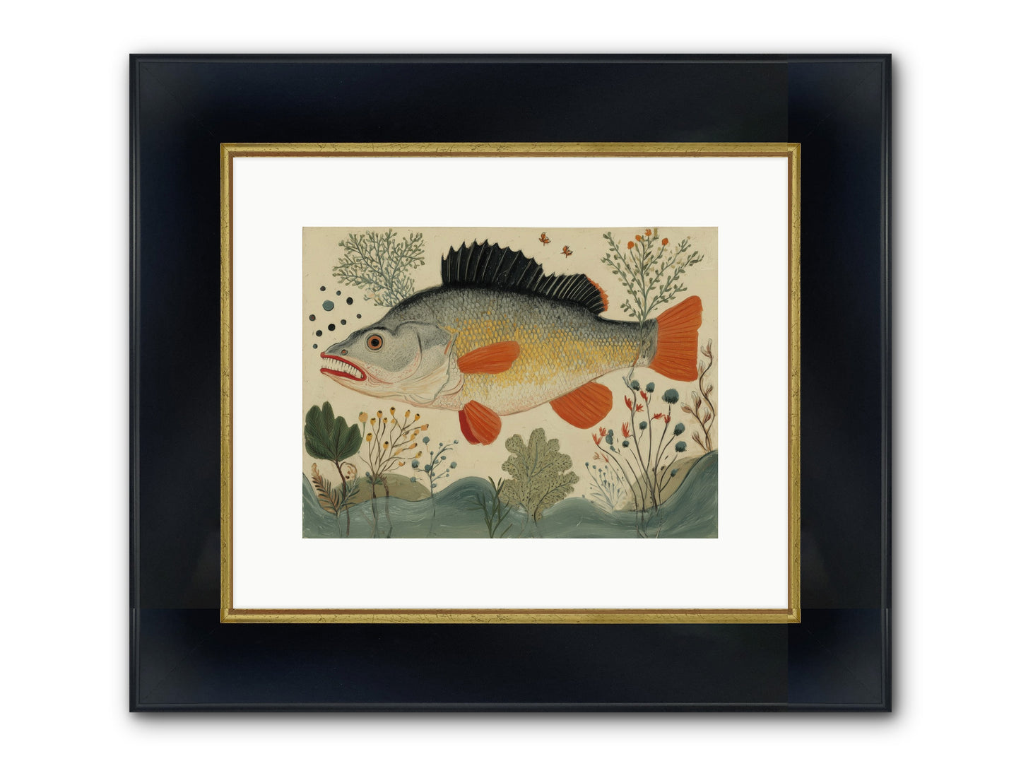 Fairy Tale Fins Framed Print - Wide Black w/Gold 12x9