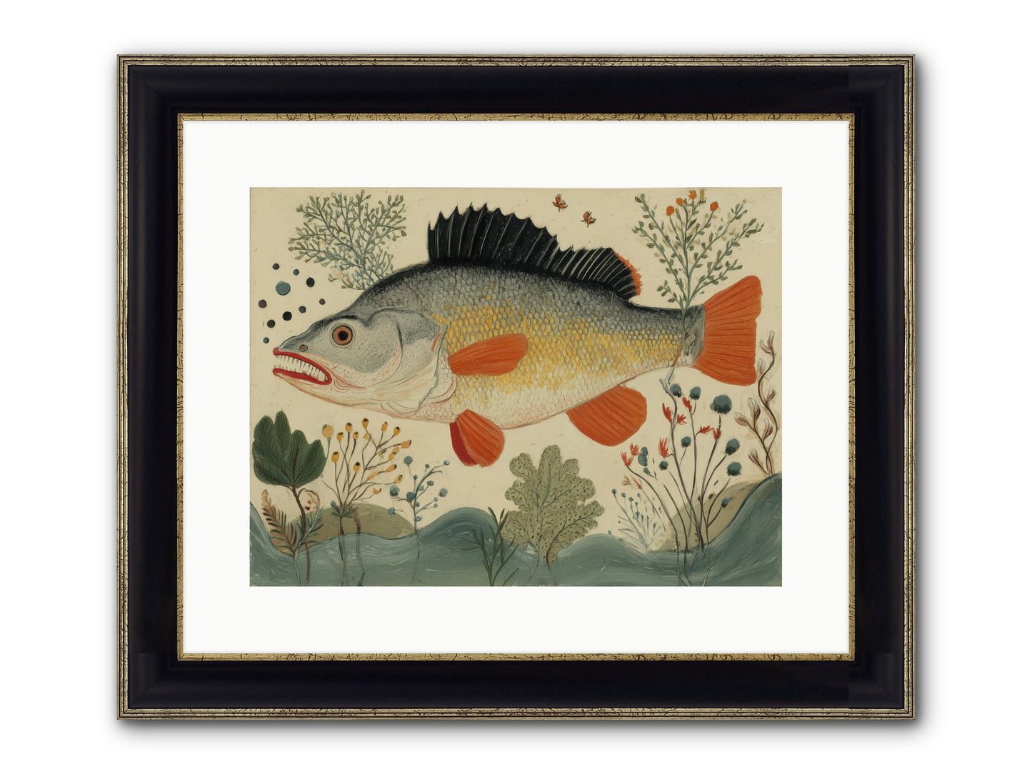 Fairy Tale Fins Framed Print - Black & Gold 16x12