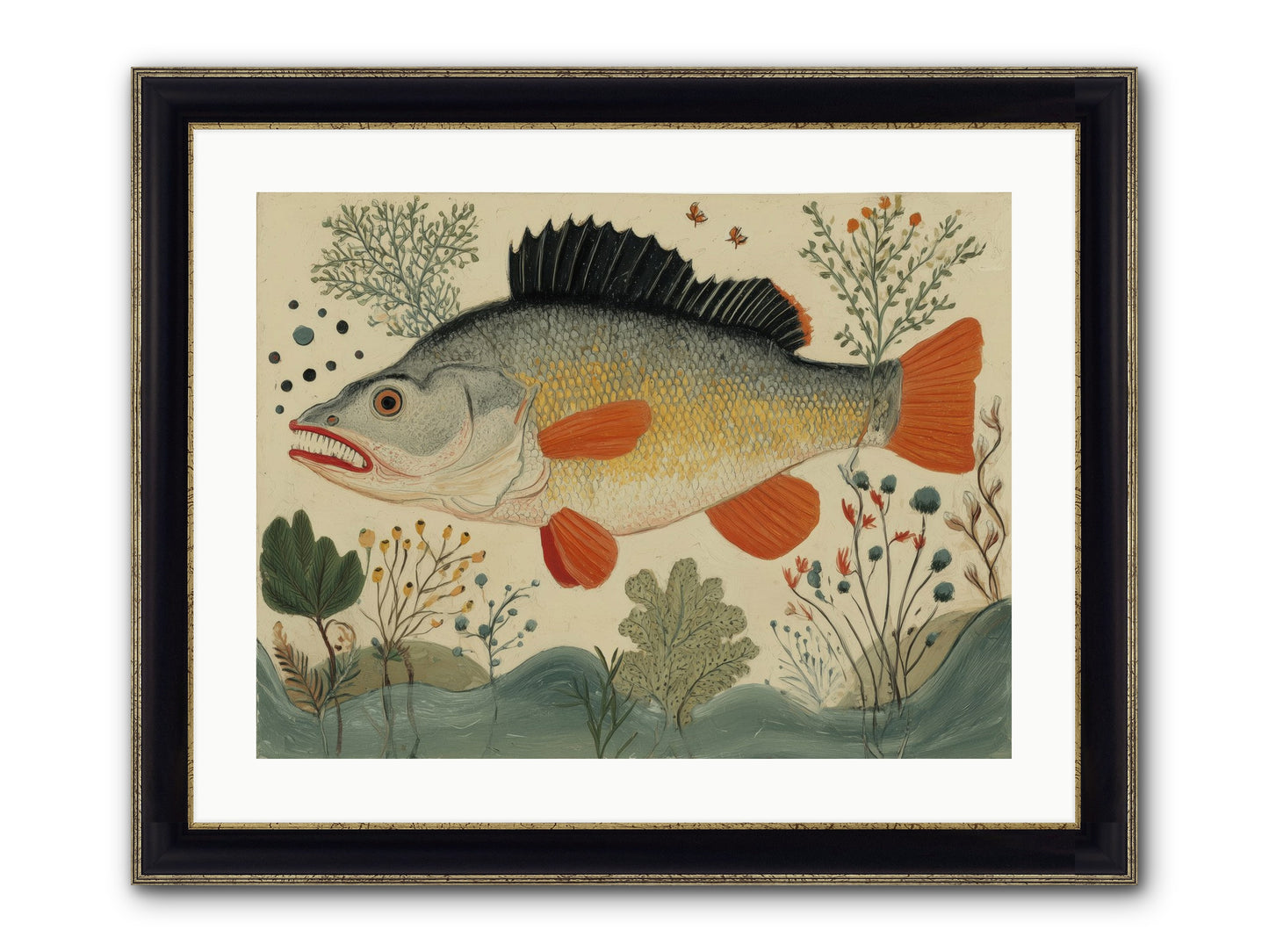 Fairy Tale Fins Framed Print - Black & Gold 24x18