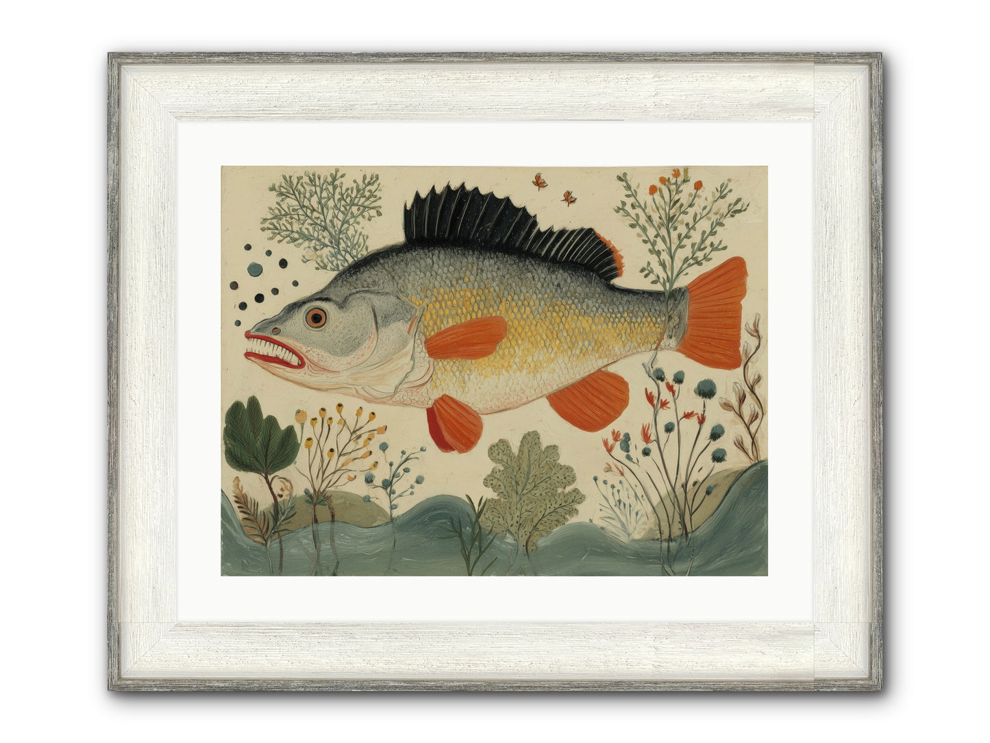 Fairy Tale Fins Framed Print - Driftwood White 24x18