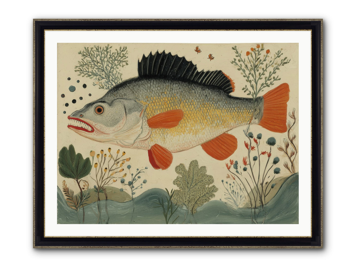 Fairy Tale Fins Framed Print - Black & Gold 40x30